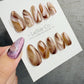 Reusable Brown Beige Cat Eye Swirl | Handmade Press On Gel Nails | 4for3 Timed Offer