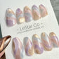 Reusable Lavendar Ash Orchid Pink Cat Eye Swirl | Handmade Press On Gel Nails