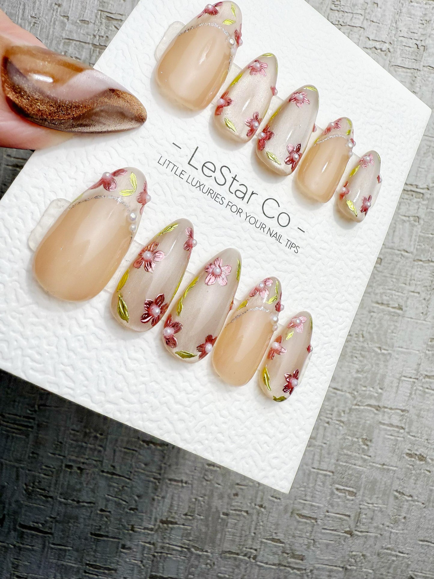 Reusable Petal Glow Nude Beige | Handmade Press On Gel Acrylic Nails | 4for3 Timed Offer