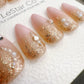 Reusable Pink with Gold Glitter | Handmade Press On Gel Acrylic Nails | 4for3 Timed Offer