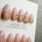 Reusable Pink with Gold Glitter | Handmade Press On Gel Acrylic Nails | 4for3 Timed Offer