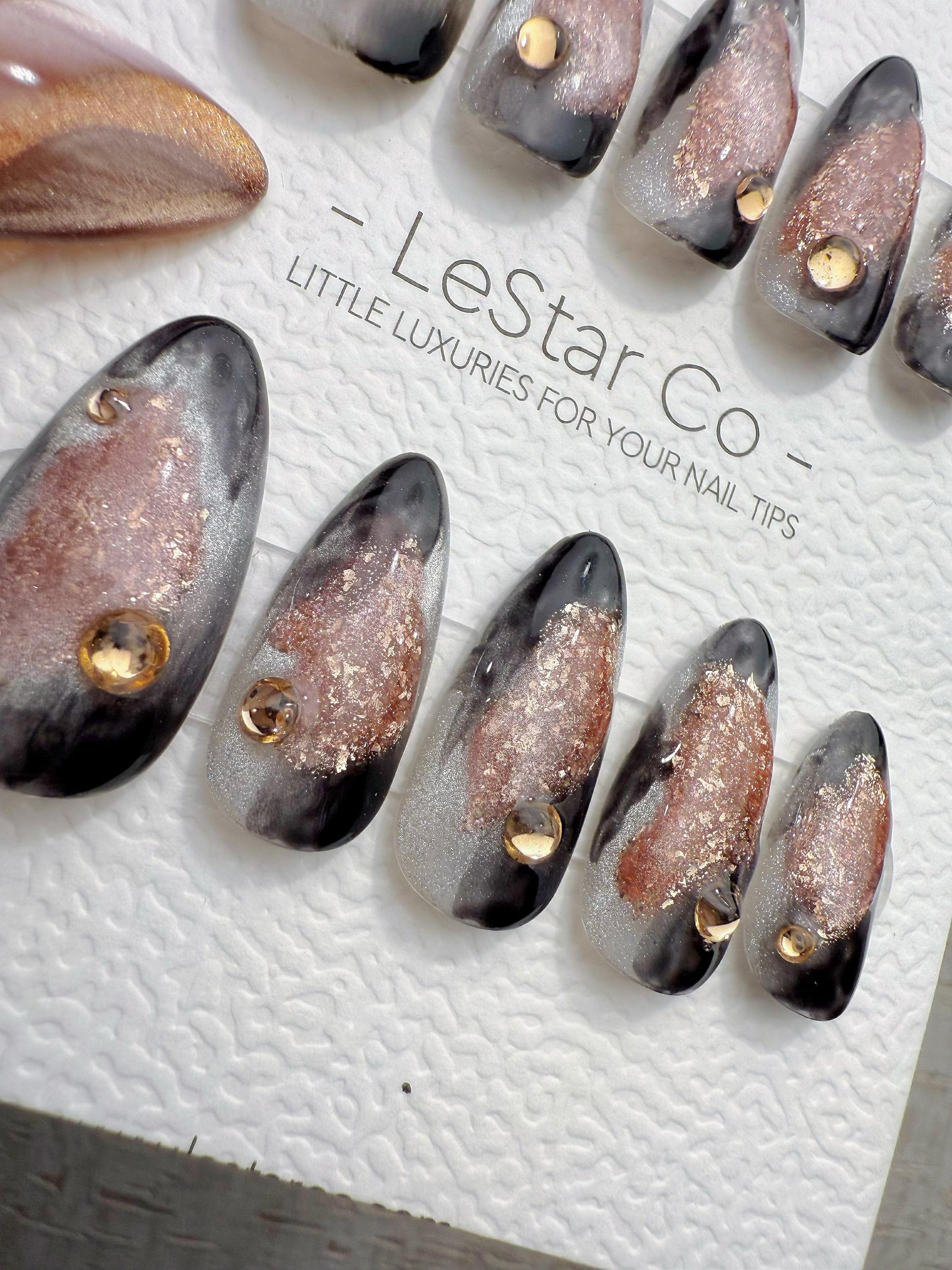 Reusable Pink with Gold Glitter | Handmade Press On Gel Acrylic Nails | 4for3 Timed Offer