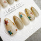 Reusable Nude Latte with Multicolor Flowers | Handmade Press On Gel Nails | 4for3 Timed Offer