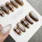 Reusable Mocha Brown Cat Eye Star | Handmade Press On Gel Nails | 4for3 Timed Offer