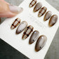 Reusable Mocha Brown Cat Eye Star | Handmade Press On Gel Nails | 4for3 Timed Offer