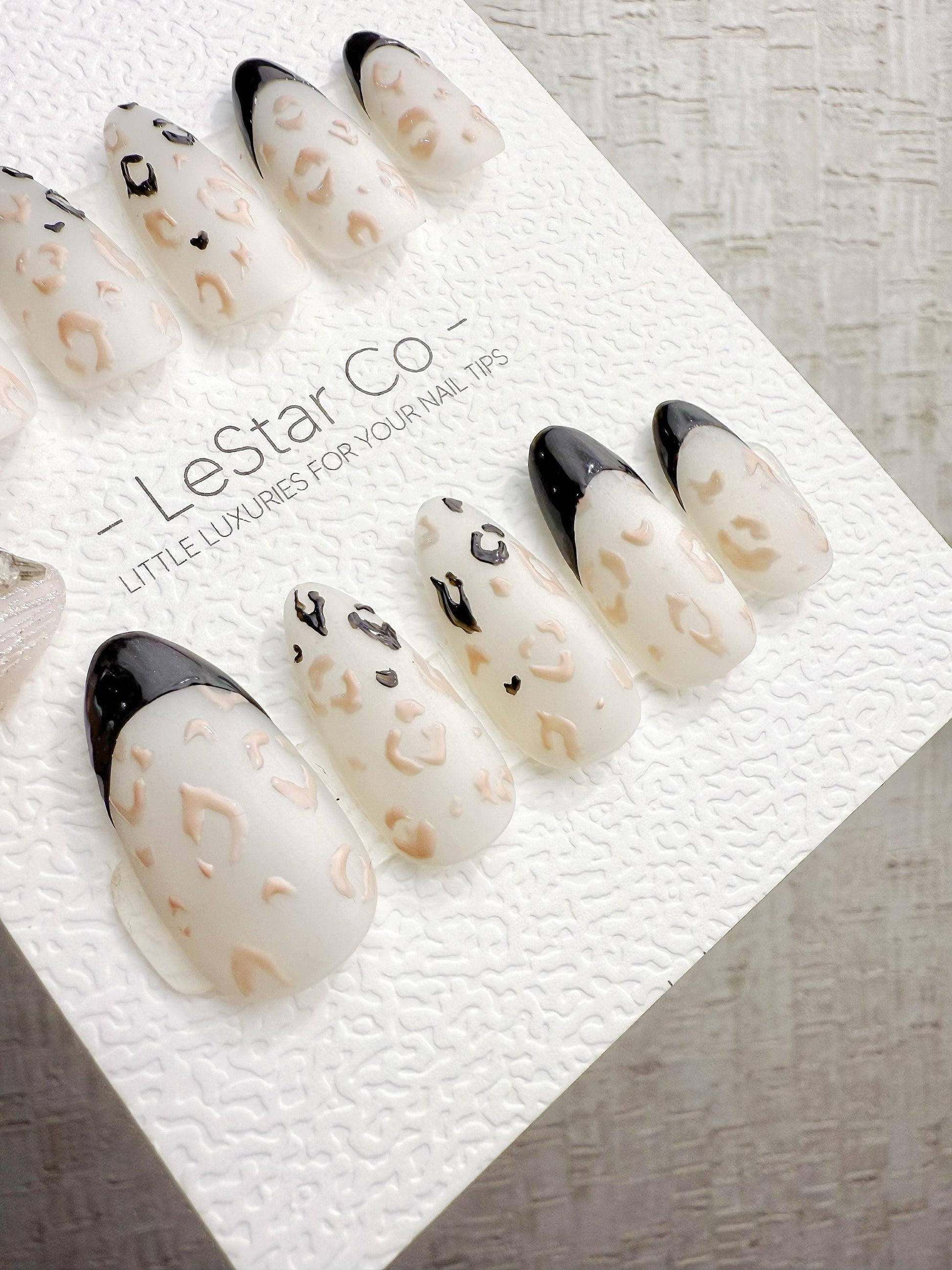 Reusable Pink Leopard Print Black French | Handmade Press On Gel Nails | 4for3 Timed Offer