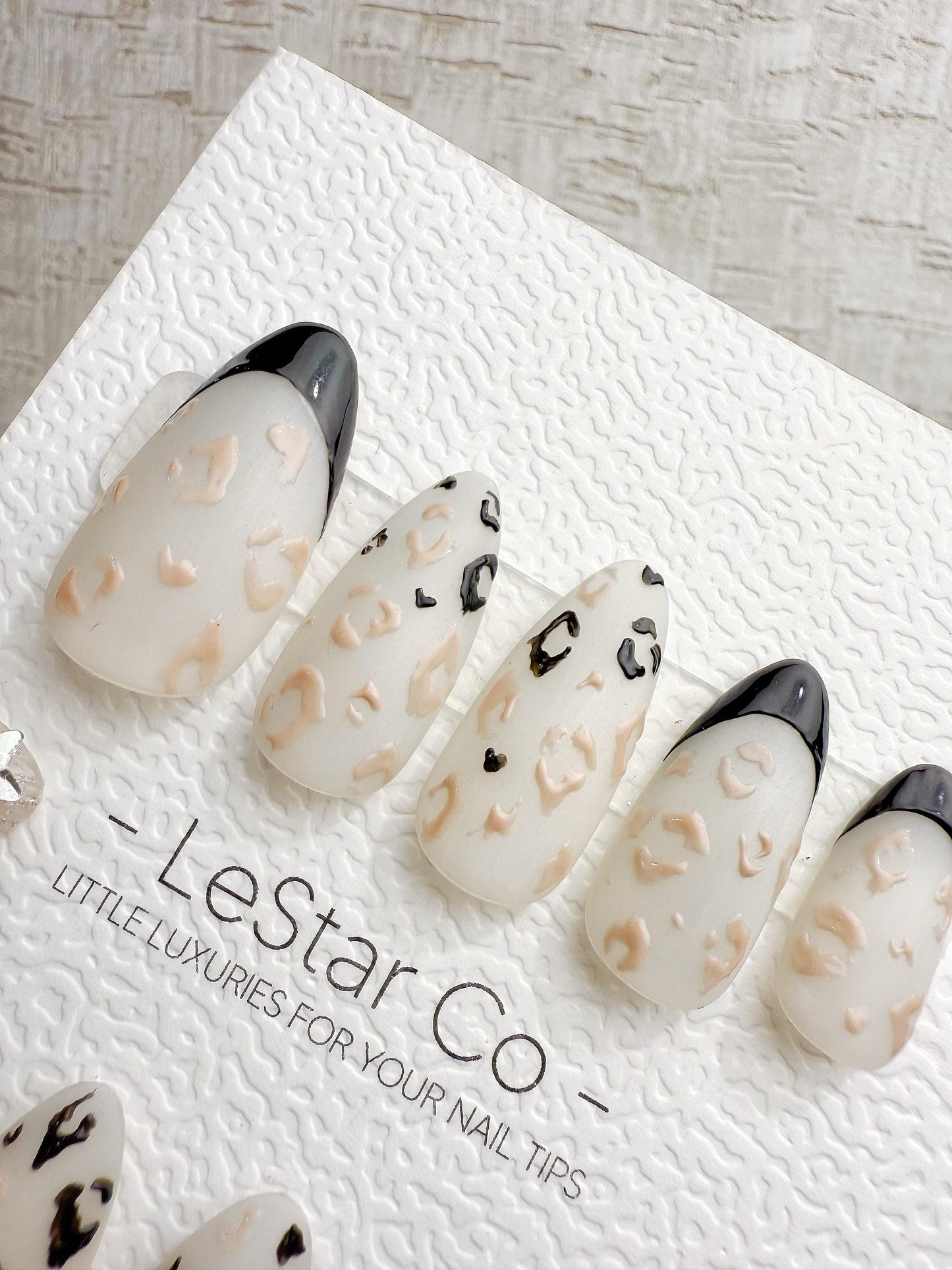 Reusable Pink Leopard Print Black French | Handmade Press On Gel Nails | 4for3 Timed Offer