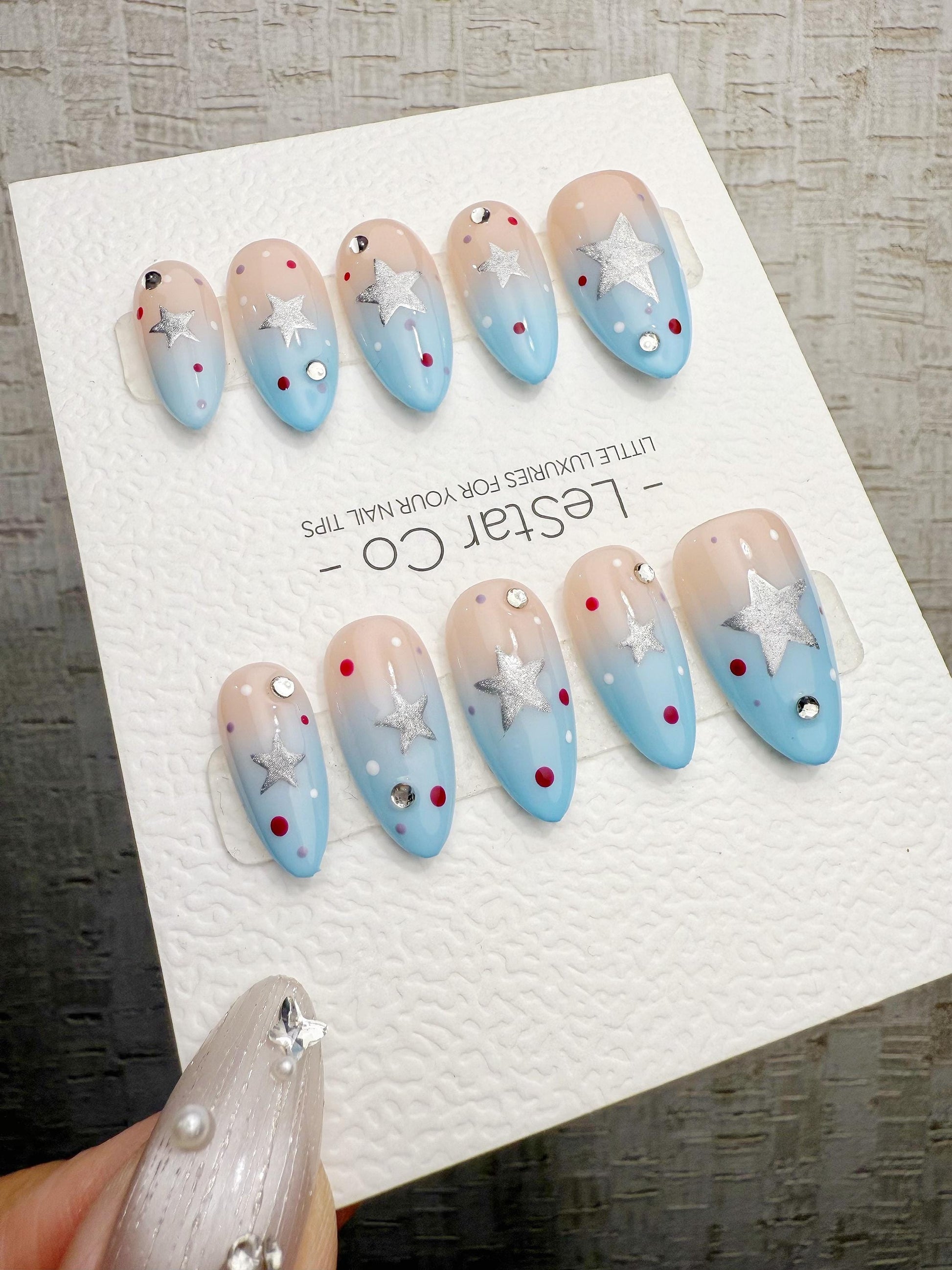Reusable Aqua Daydream | Handmade Press On Gel Acrylic Nails | 4for3 Timed Offer