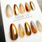 Reusable Sunlit Amber Chrome | Handmade Press On Gel Acrylic Nails | 4for3 Timed Offer