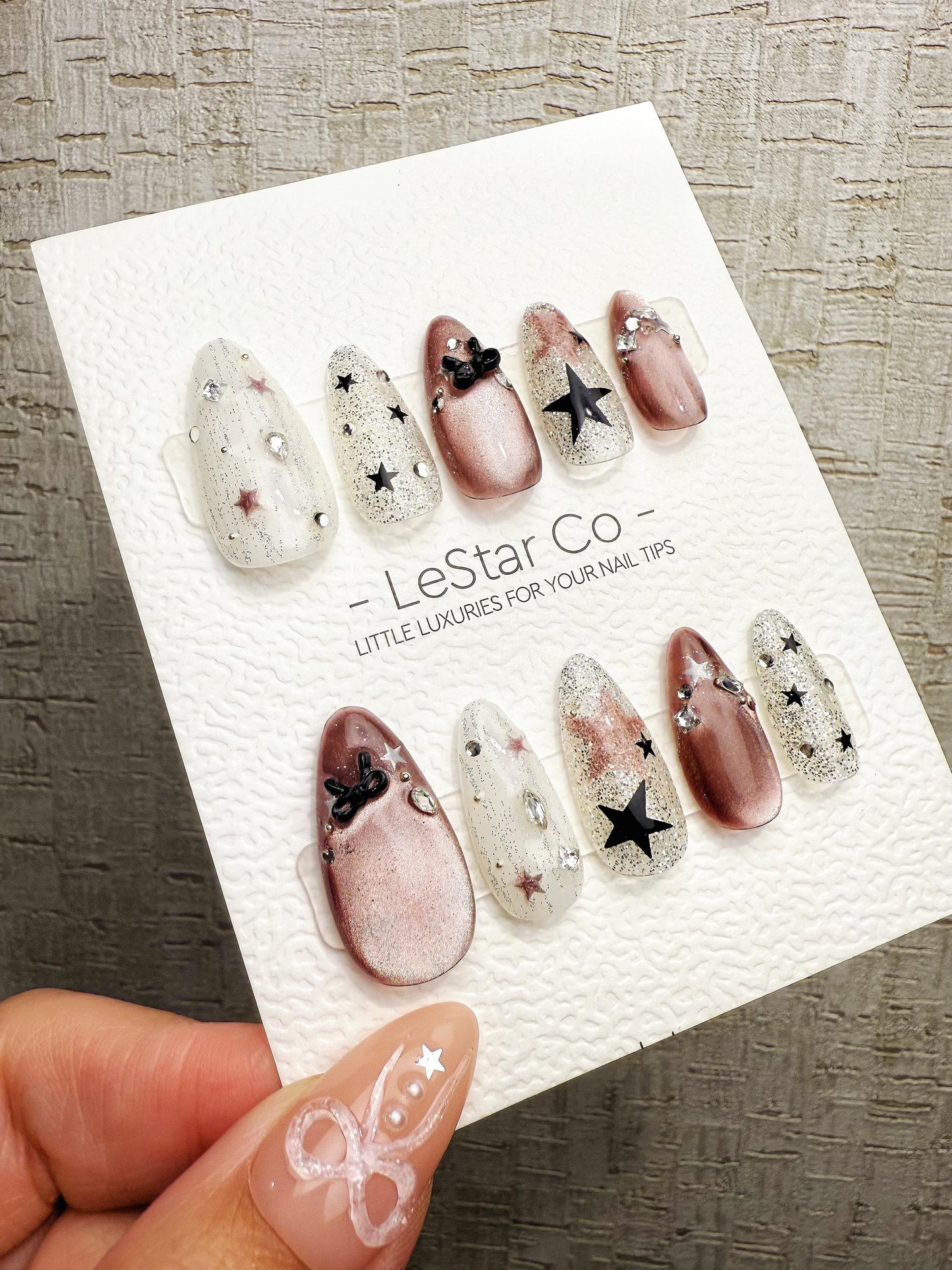 Reusable Dusty Rose Orbit Cat Eye | Handmade Press On Gel Acrylic Nails | 4for3 Timed Offer