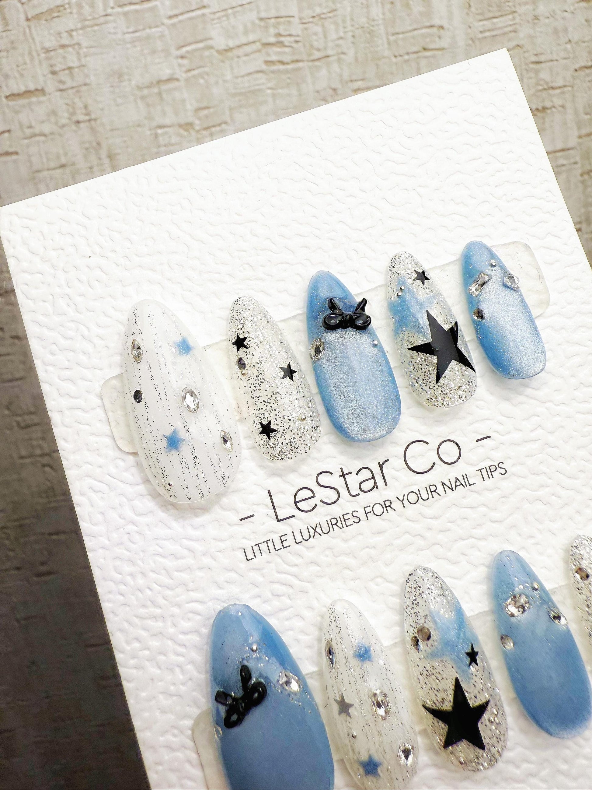 Reusable Icy Blue Orbit Cat Eye | Handmade Press On Gel Acrylic Nails | 4for3 Timed Offer