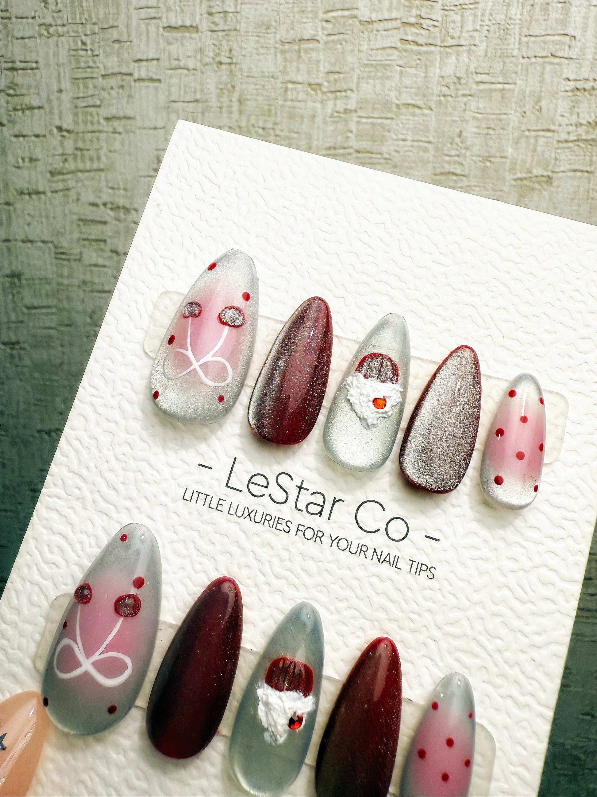 Reusable Velvet Cupcake Cat Eye | Handmade Press On Gel Acrylic Nails | 4for3 Timed Offer