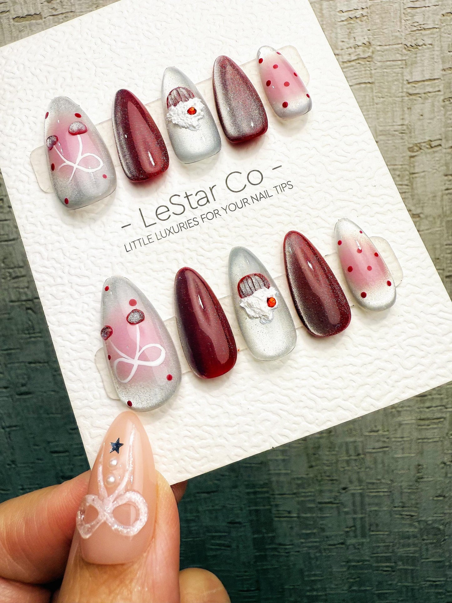 Reusable Velvet Cupcake Cat Eye | Handmade Press On Gel Acrylic Nails | 4for3 Timed Offer