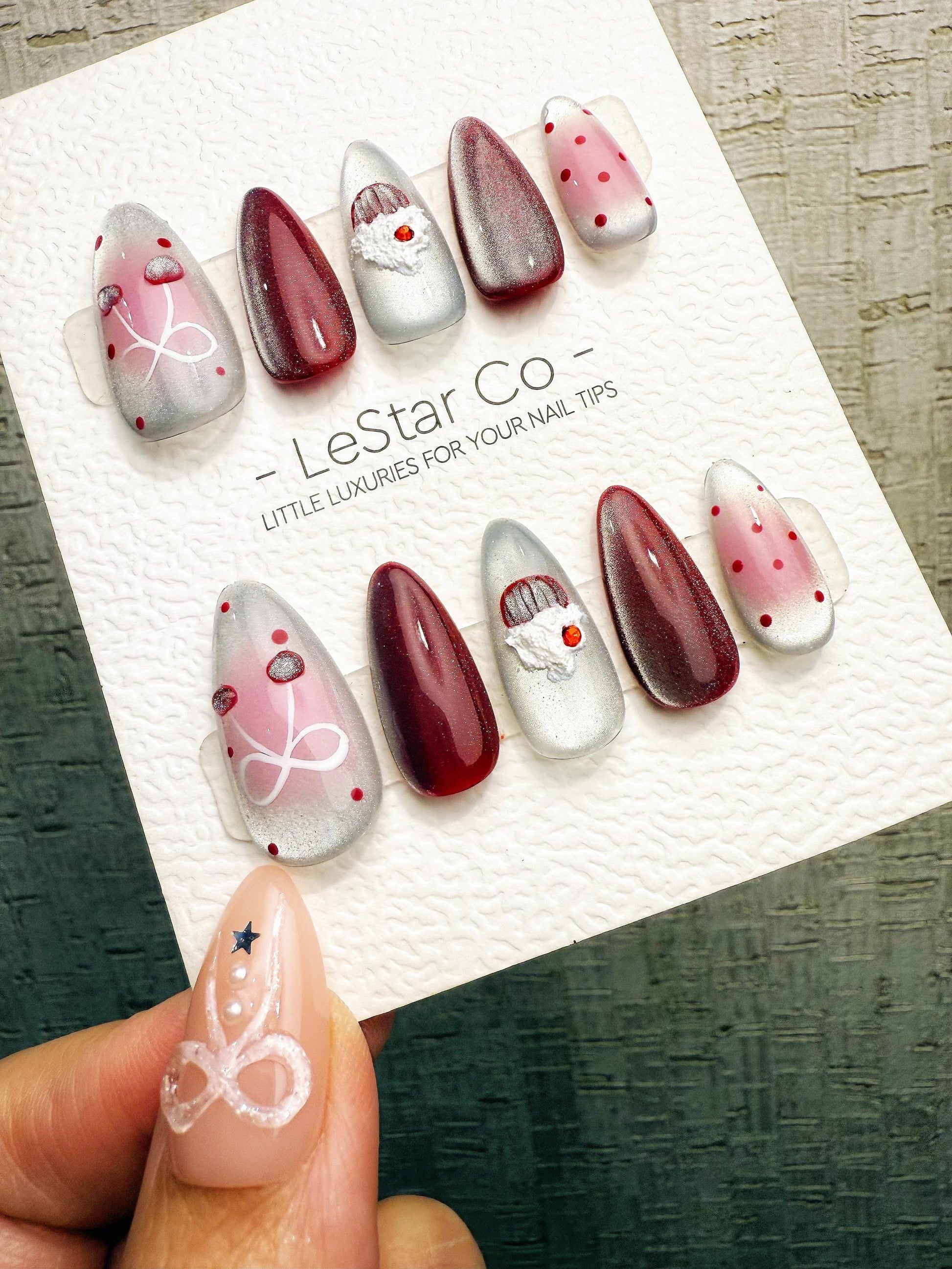 Reusable Velvet Cupcake Cat Eye | Handmade Press On Gel Acrylic Nails | 4for3 Timed Offer