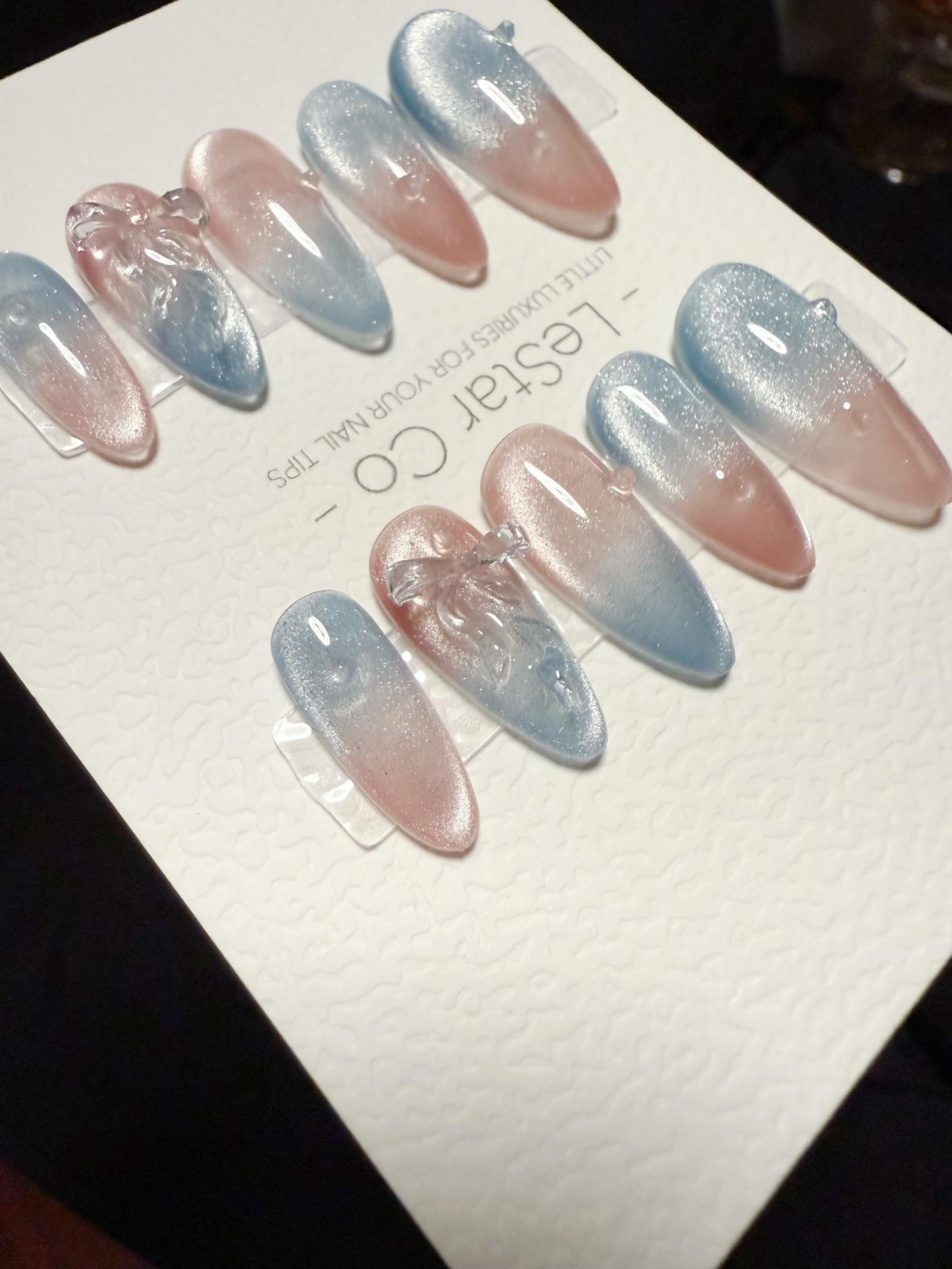 Reusable Cotton Cosmos Cat Eye | Handmade Press On Gel Acrylic Nails | 4for3 Timed Offer