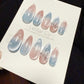 Reusable Cotton Cosmos Cat Eye | Handmade Press On Gel Acrylic Nails | 4for3 Timed Offer