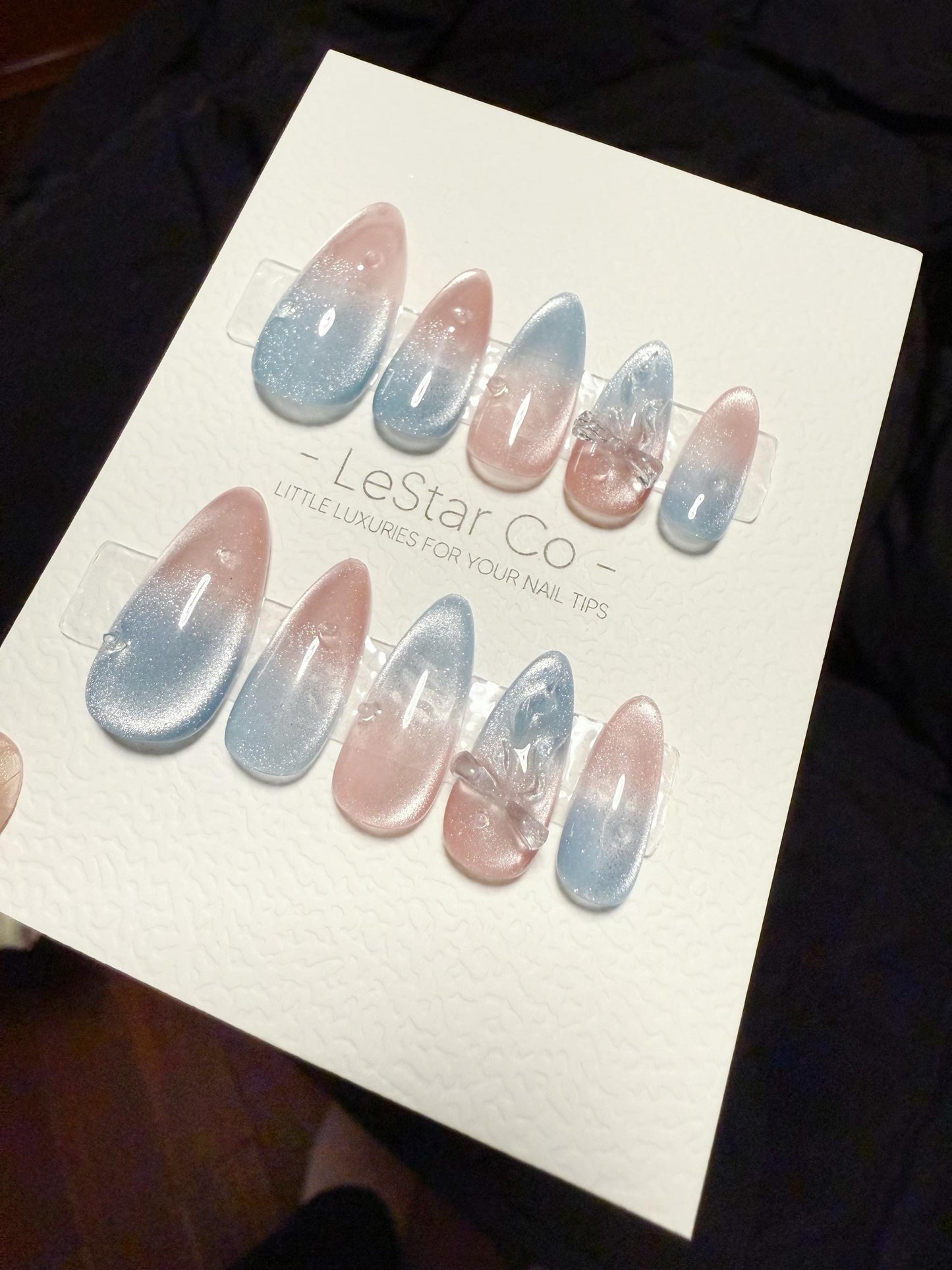 Reusable Cotton Cosmos Cat Eye | Handmade Press On Gel Acrylic Nails | 4for3 Timed Offer