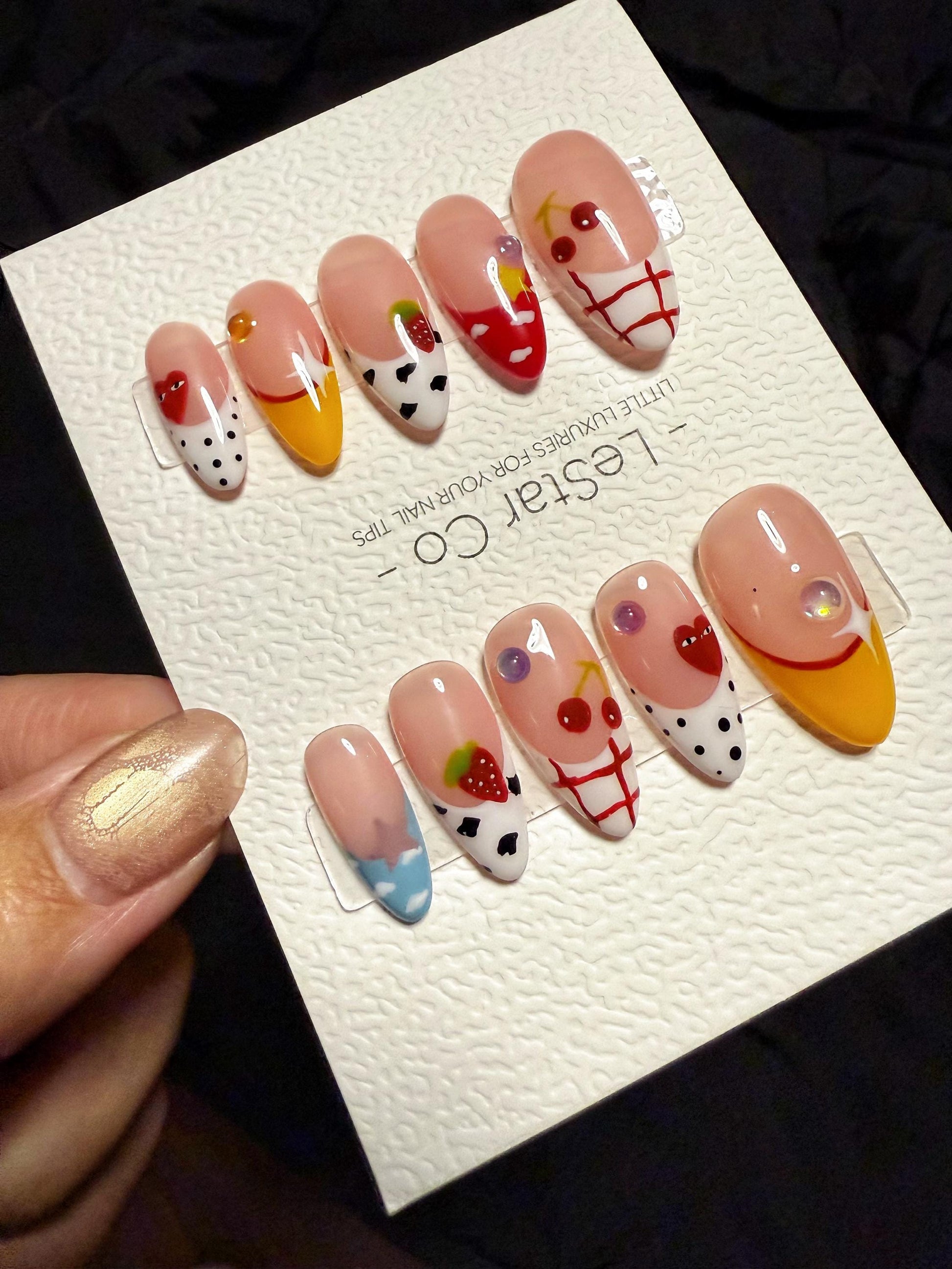 Whimsical Berry Carnival | Handmade Press On Gel Acrylic Nails | 4for3 Timed Offer