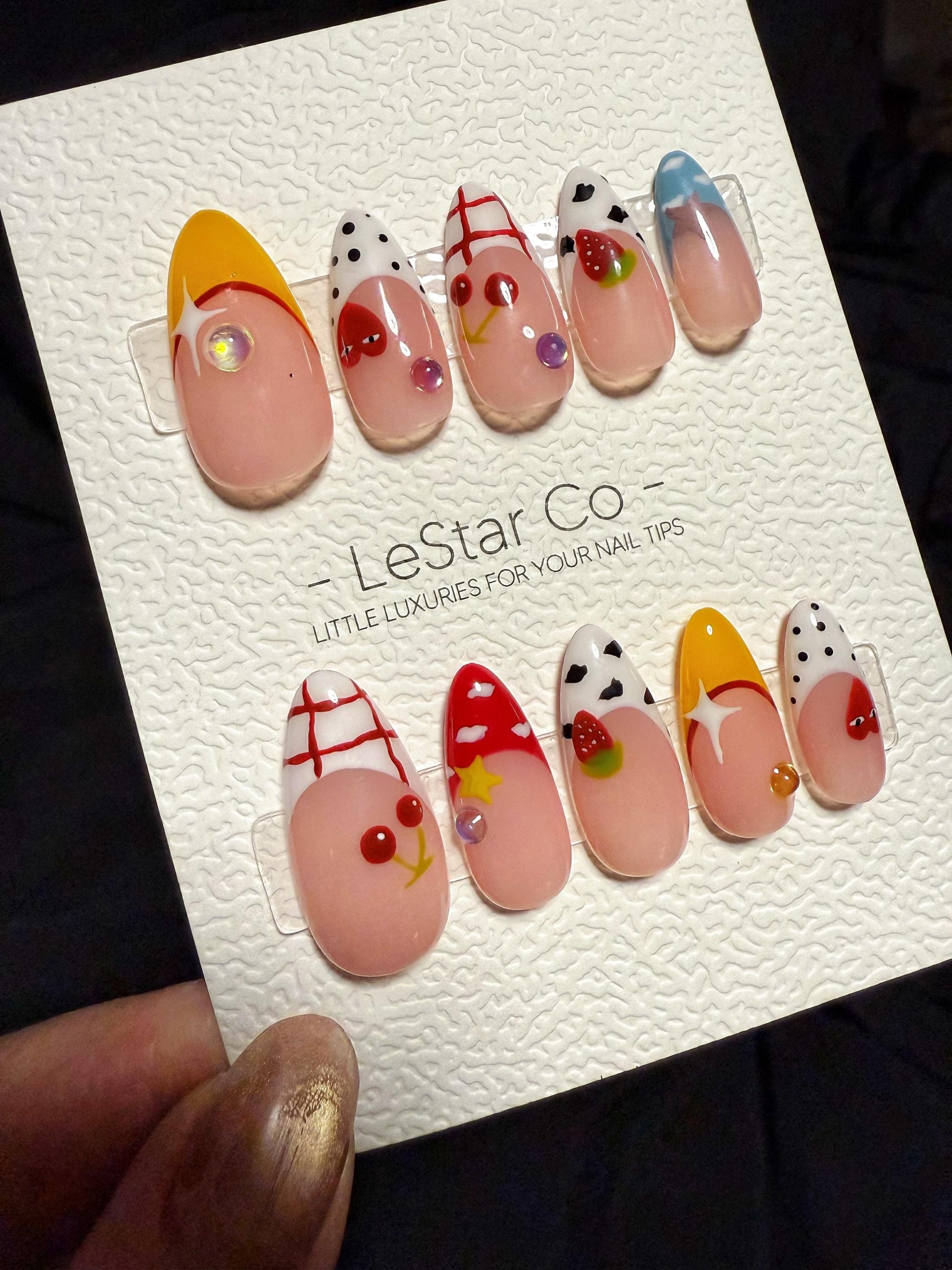 Whimsical Berry Carnival | Handmade Press On Gel Acrylic Nails | 4for3 Timed Offer