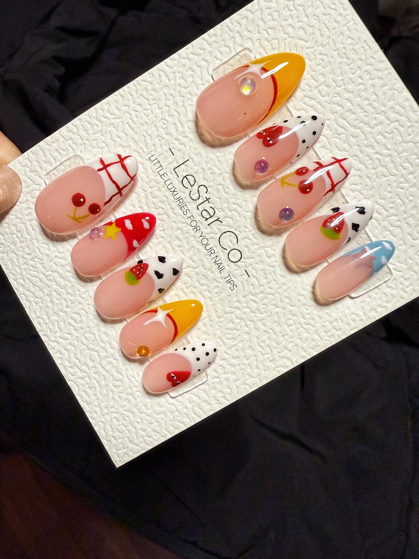 Whimsical Berry Carnival | Handmade Press On Gel Acrylic Nails | 4for3 Timed Offer