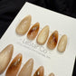 Reusable Toffee Glow Cat Eye | Handmade Press On Gel Acrylic Nails | 4for3 Timed Offer