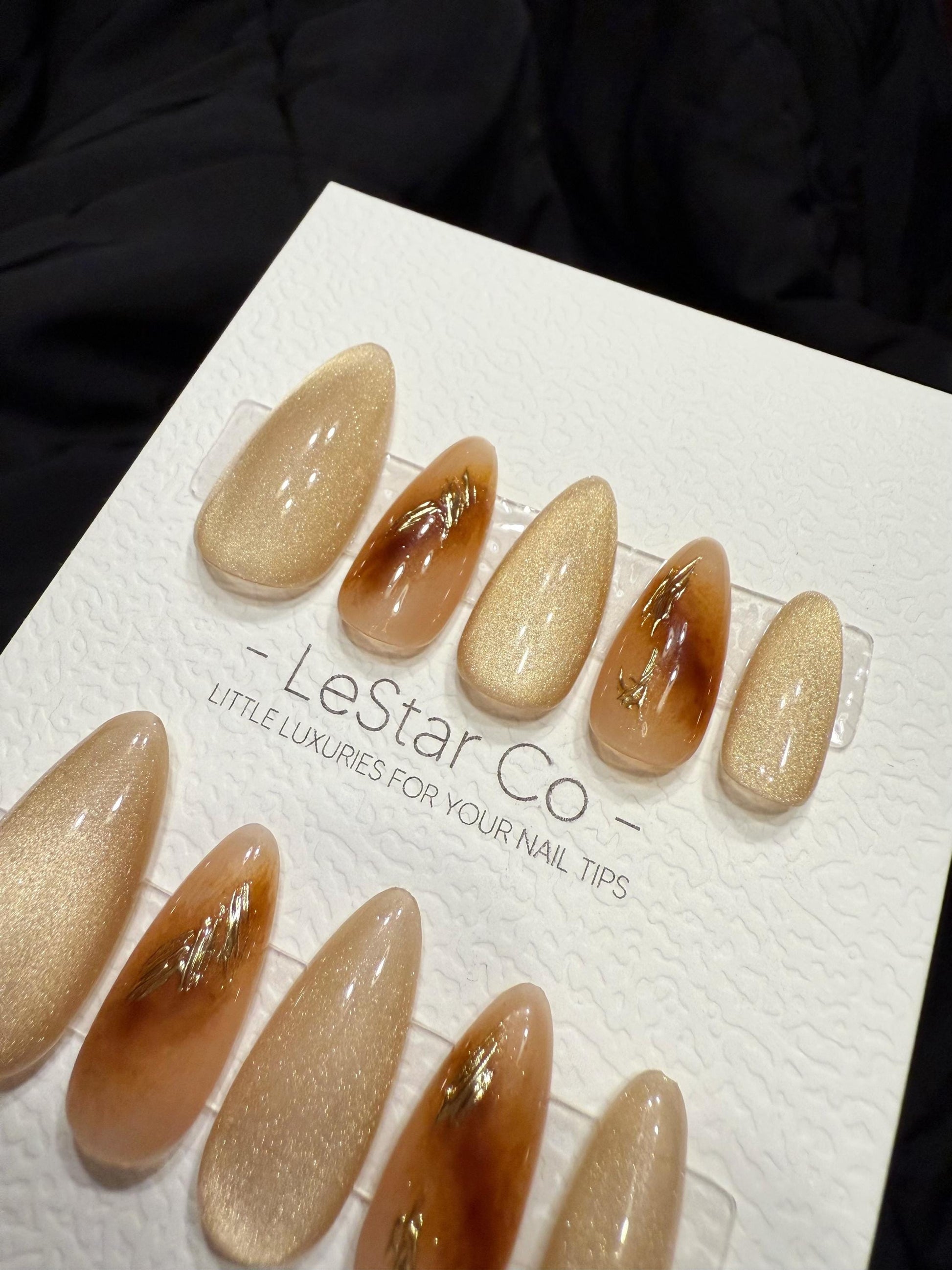 Reusable Toffee Glow Cat Eye | Handmade Press On Gel Acrylic Nails | 4for3 Timed Offer