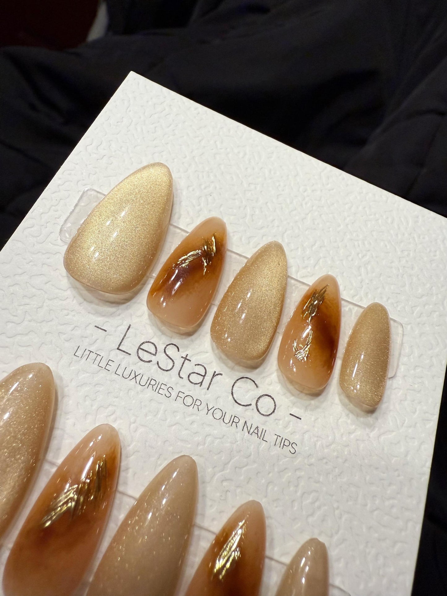 Reusable Toffee Glow Cat Eye | Handmade Press On Gel Acrylic Nails | 4for3 Timed Offer