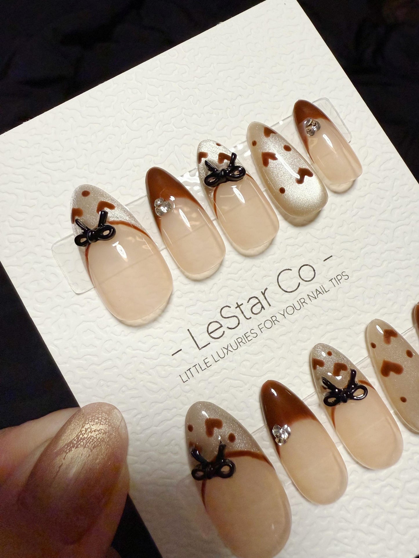 Reusable Brownie Belle | Handmade Press On Gel Acrylic Nails | 4for3 Timed Offer