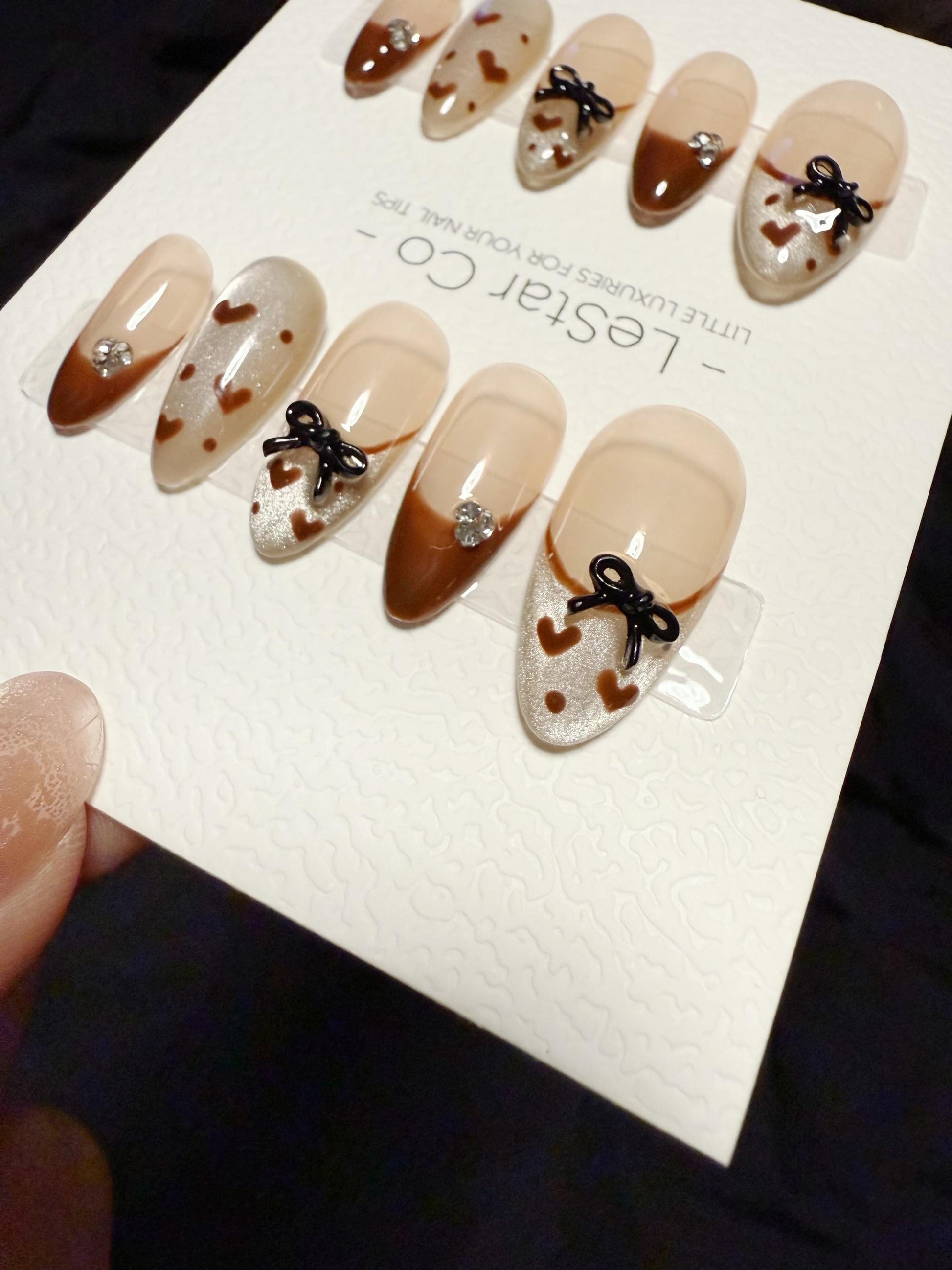 Reusable Brownie Belle | Handmade Press On Gel Acrylic Nails | 4for3 Timed Offer