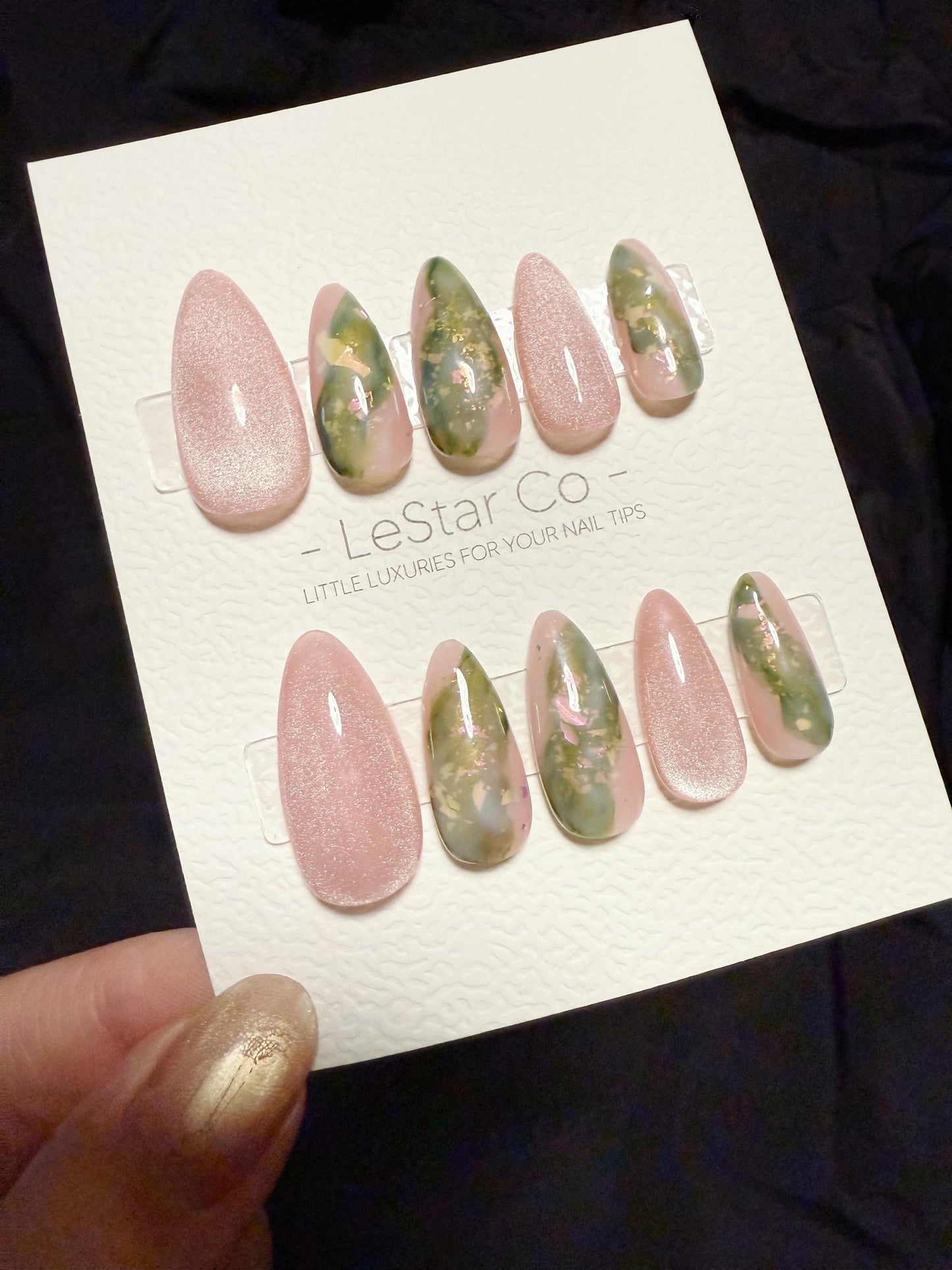 Reusable Blush Meadow Cat Eye | Handmade Press On Gel Acrylic Nails | 4for3 Timed Offer