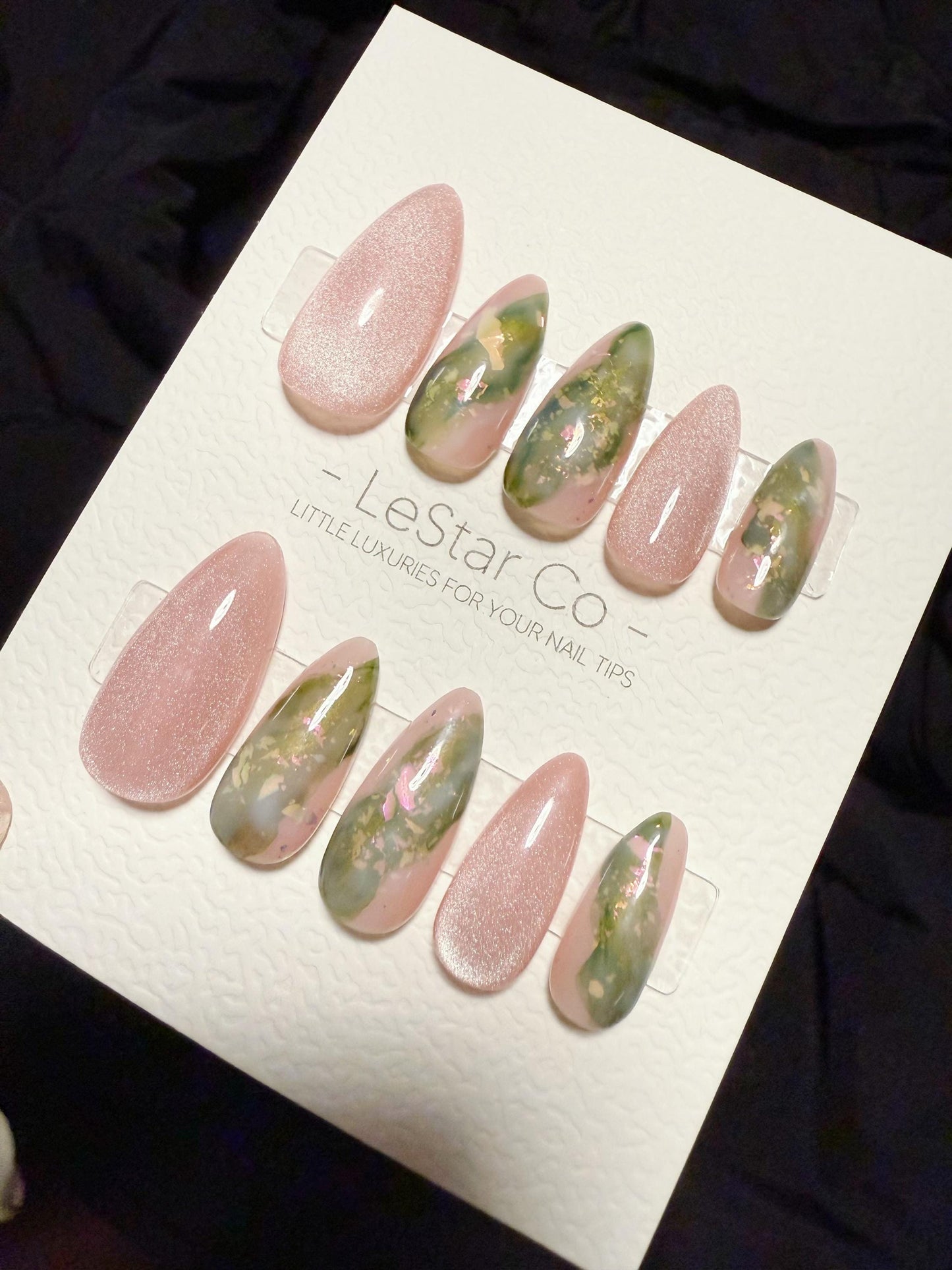 Reusable Blush Meadow Cat Eye | Handmade Press On Gel Acrylic Nails | 4for3 Timed Offer