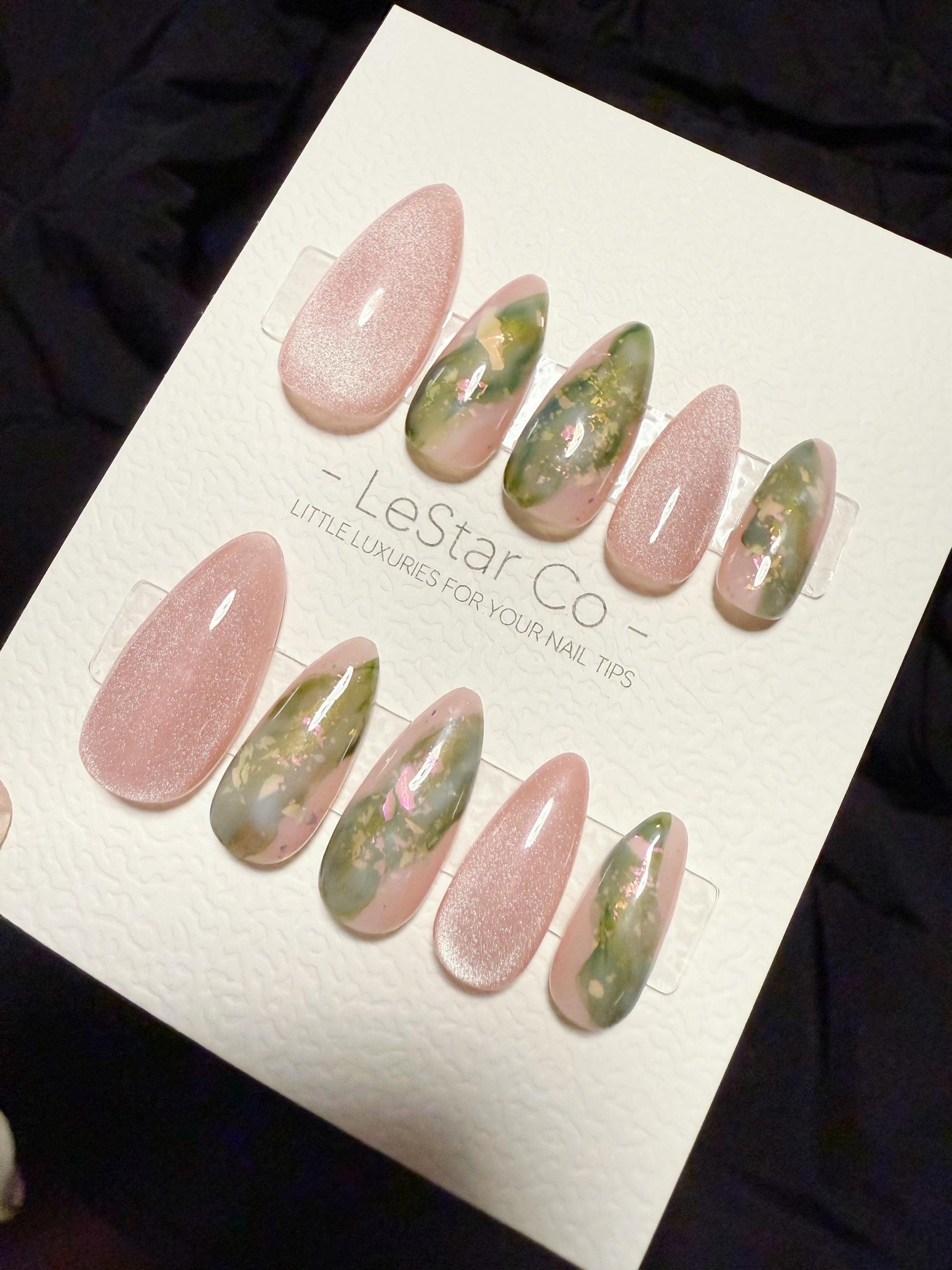Reusable Blush Meadow Cat Eye | Handmade Press On Gel Acrylic Nails | 4for3 Timed Offer