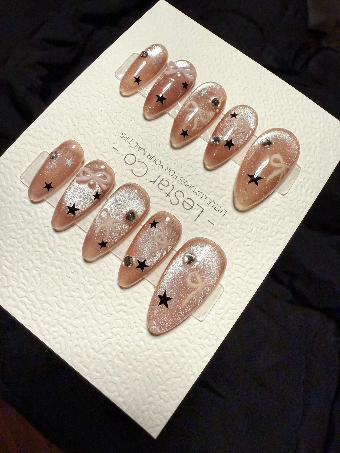 Reusable Starry Pink Wish Cat Eye | Handmade Press On Gel Acrylic Nails | 4for3 Timed Offer