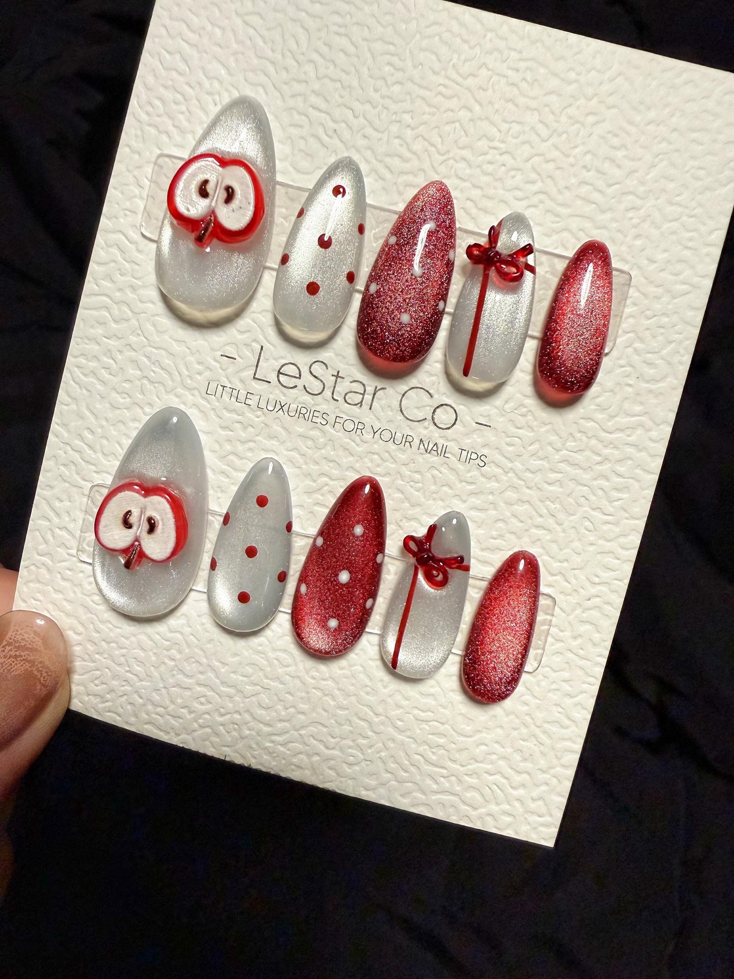 Reusable Snow Apple Dream | Handmade Press On Gel Acrylic Nails | 4for3 Timed Offer