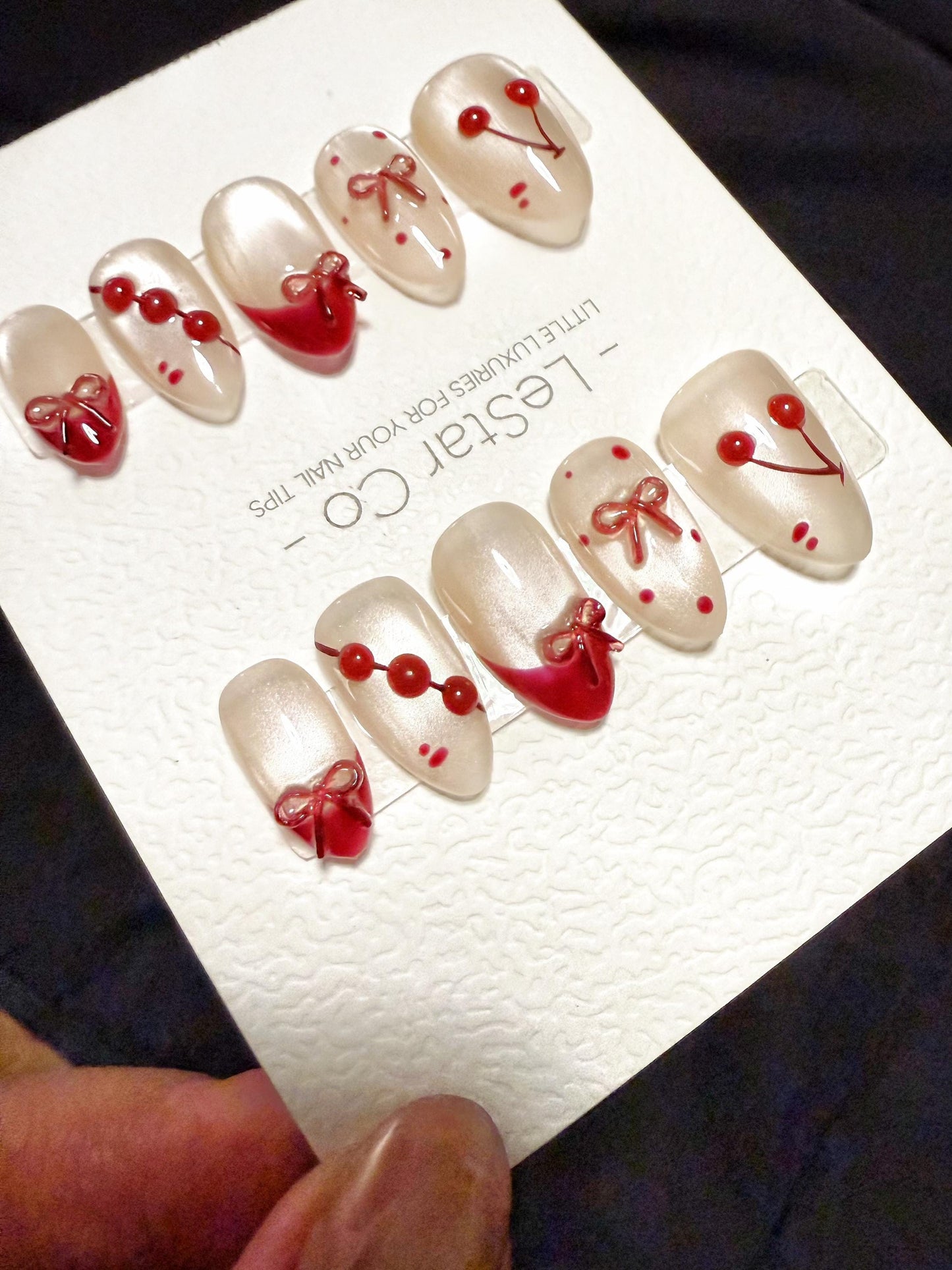 Reusable Berry Sweetheart Cat Eye| Handmade Press On Gel Acrylic Nails | 4for3 Timed Offer
