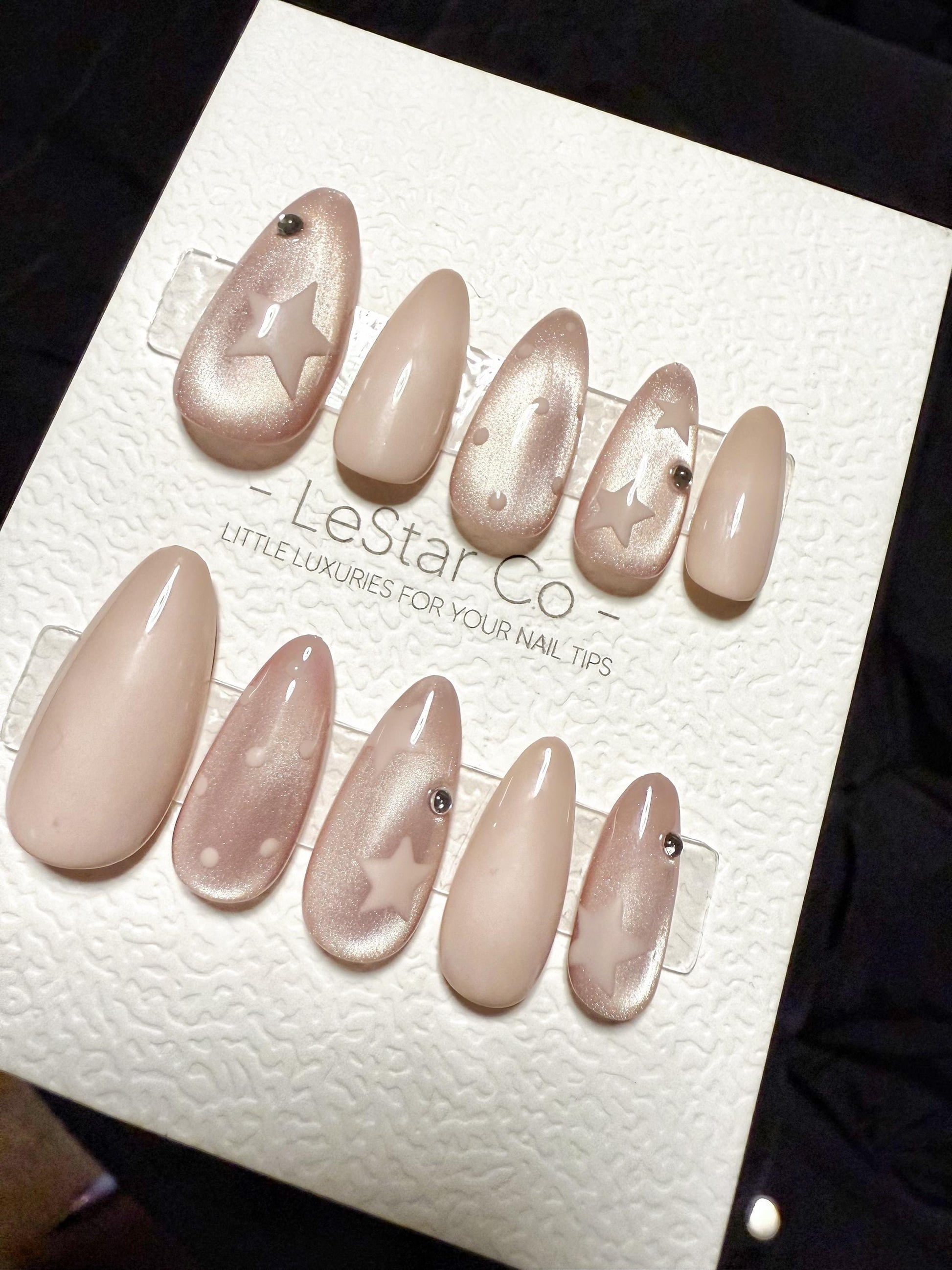 Reusable Moon Dust Veil Cat Eye| Handmade Press On Gel Acrylic Nails | 4for3 Timed Offer