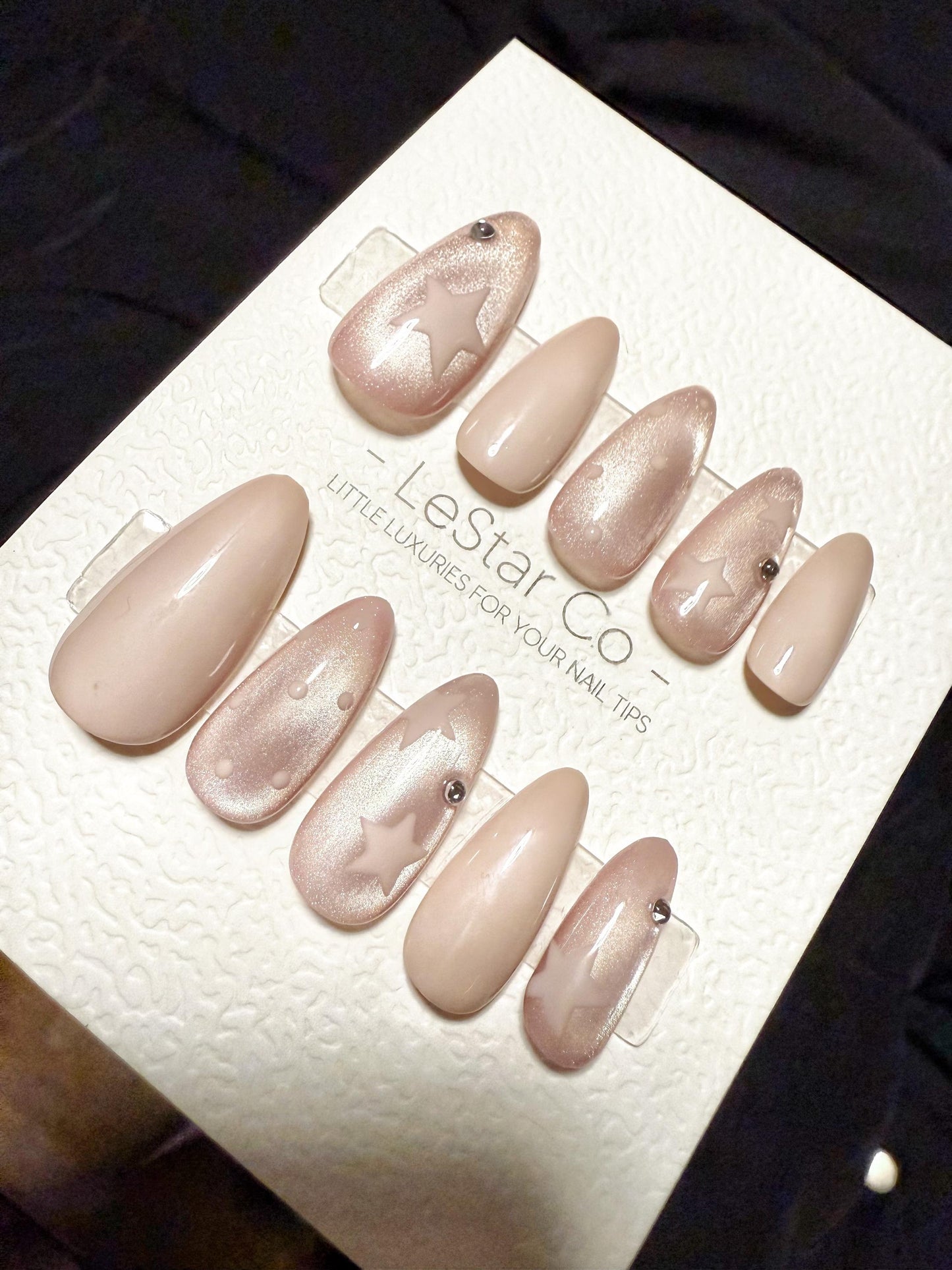 Reusable Moon Dust Veil Cat Eye| Handmade Press On Gel Acrylic Nails | 4for3 Timed Offer