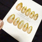 Reusable Golden Petal Veil Cat Eye| Handmade Press On Gel Acrylic Nails | 4for3 Timed Offer