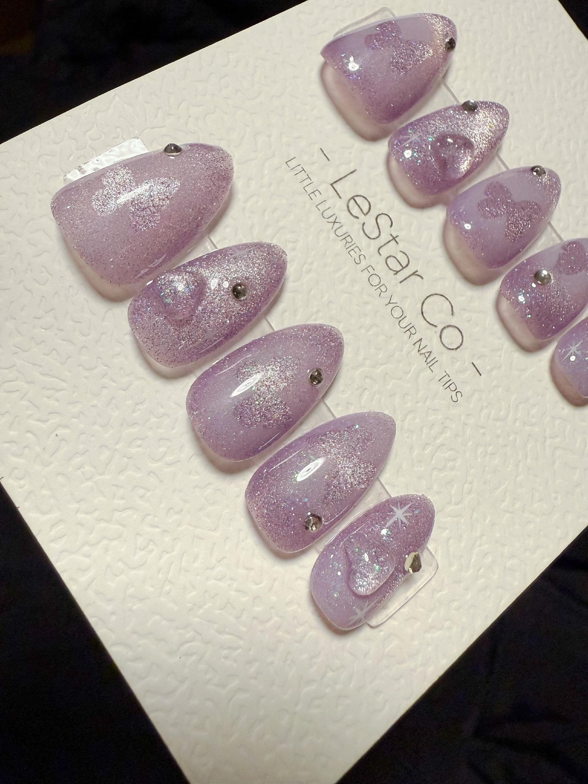 Reusable Lavender Illusion Cat Eye| Handmade Press On Gel Acrylic Nails | 4for3 Timed Offer