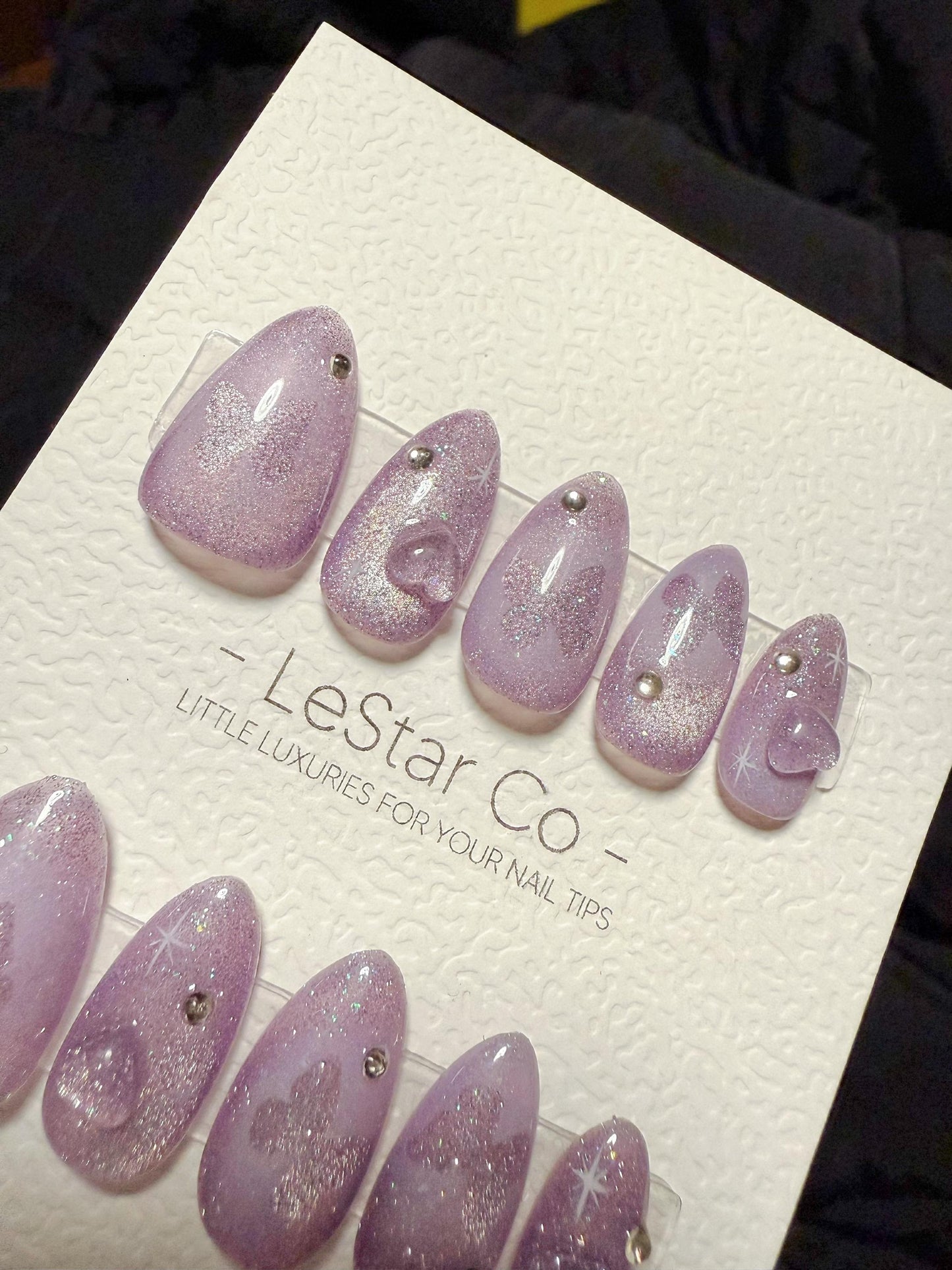 Reusable Lavender Illusion Cat Eye| Handmade Press On Gel Acrylic Nails | 4for3 Timed Offer
