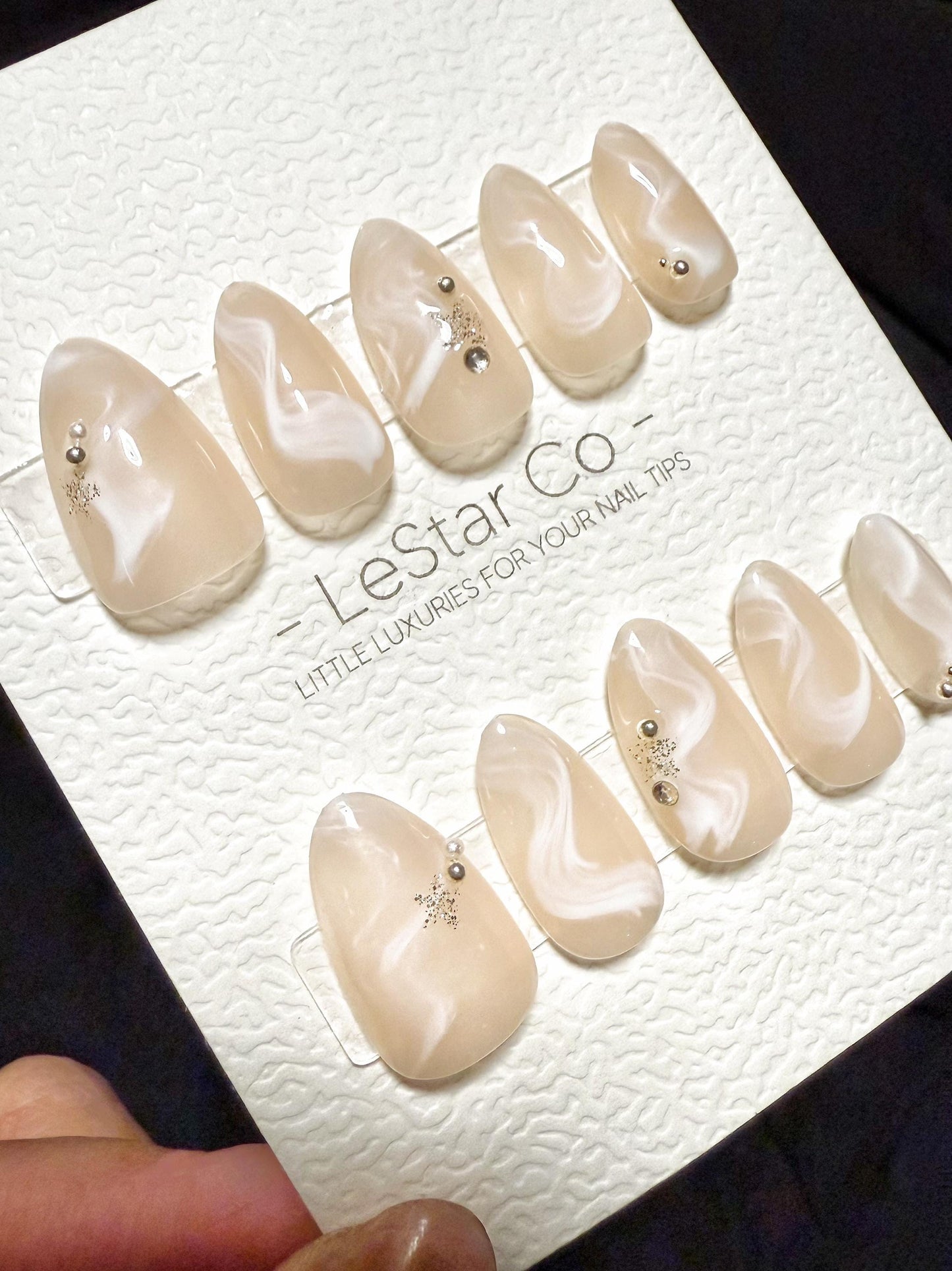 Reusable Cream Veil | Handmade Press On Gel Acrylic Nails ML 287 | 4for3 Timed Offer