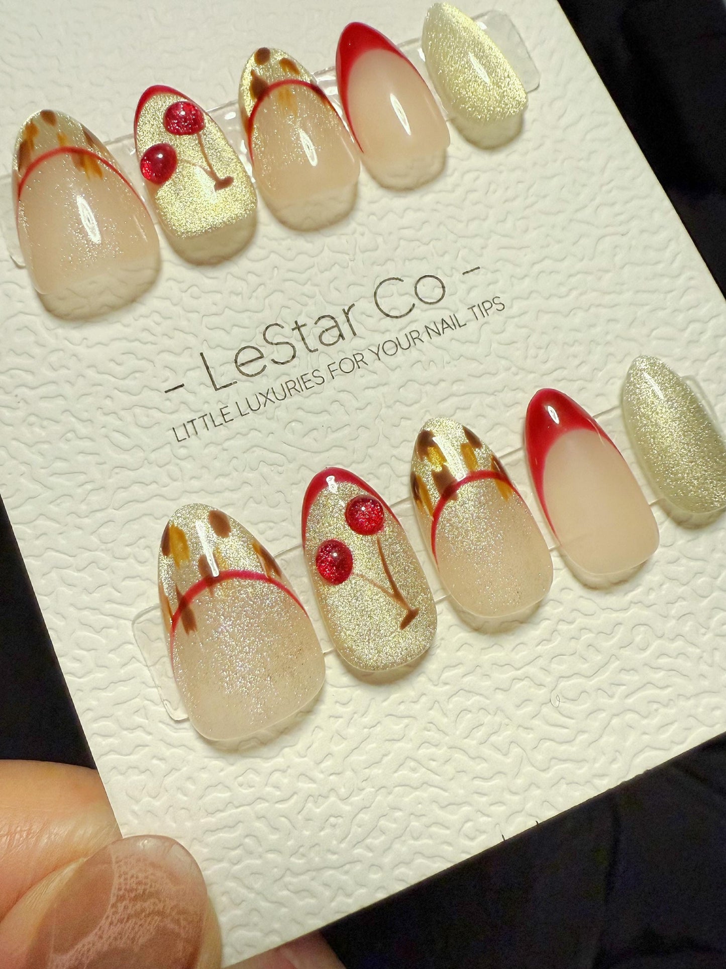 Reusable Chic Ember Cat Eye| Handmade Press On Gel Acrylic Nails | 4for3 Timed Offer