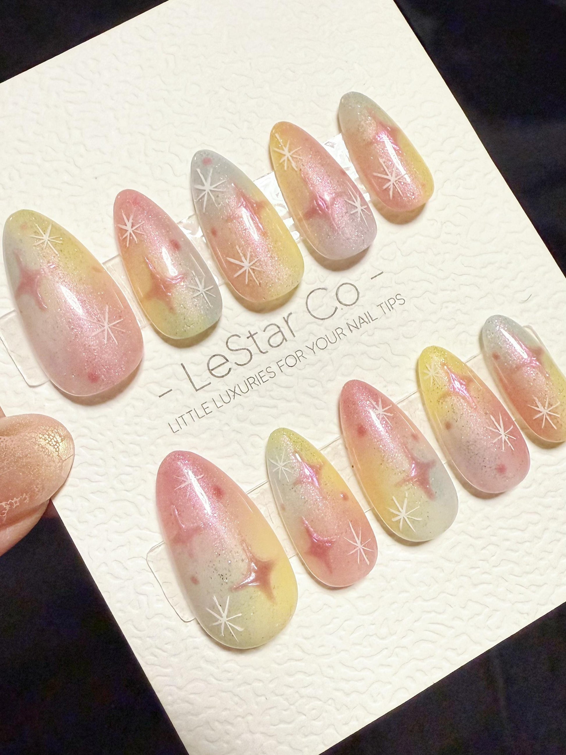 Reusable Fairy Pop Nebula | Handmade Press On Gel Acrylic Nails | 4for3 Timed Offer
