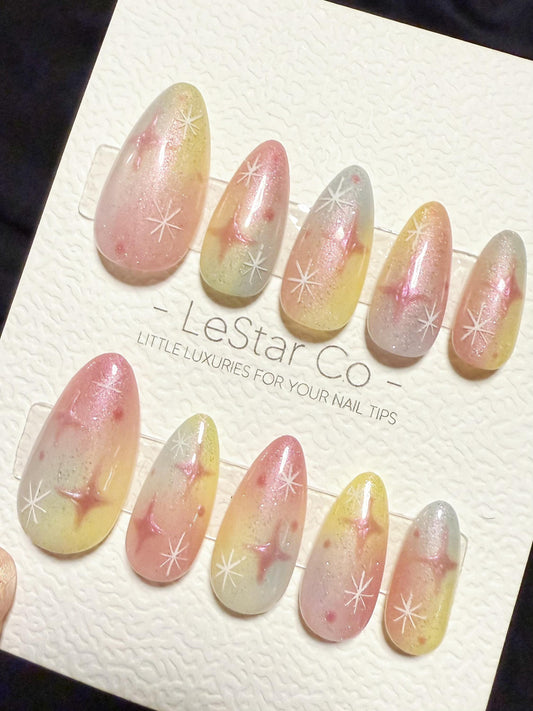 Reusable Fairy Pop Nebula | Handmade Press On Gel Acrylic Nails | 4for3 Timed Offer