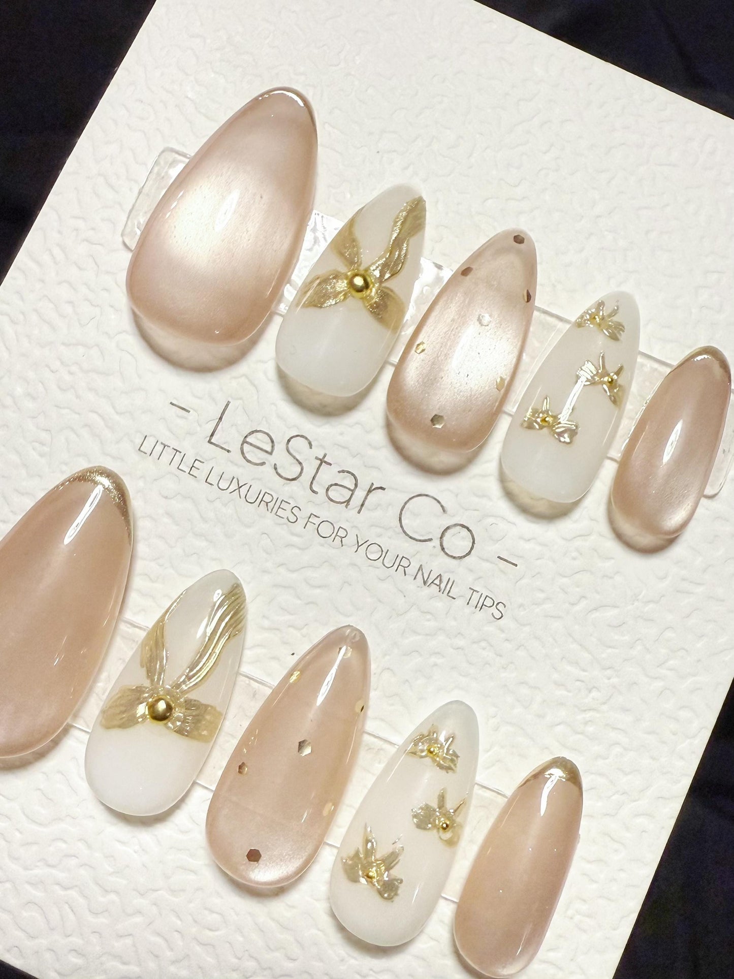 Reusable Creamy Knot Cat Eye | Handmade Press On Gel Nails | 4for3 Timed Offer