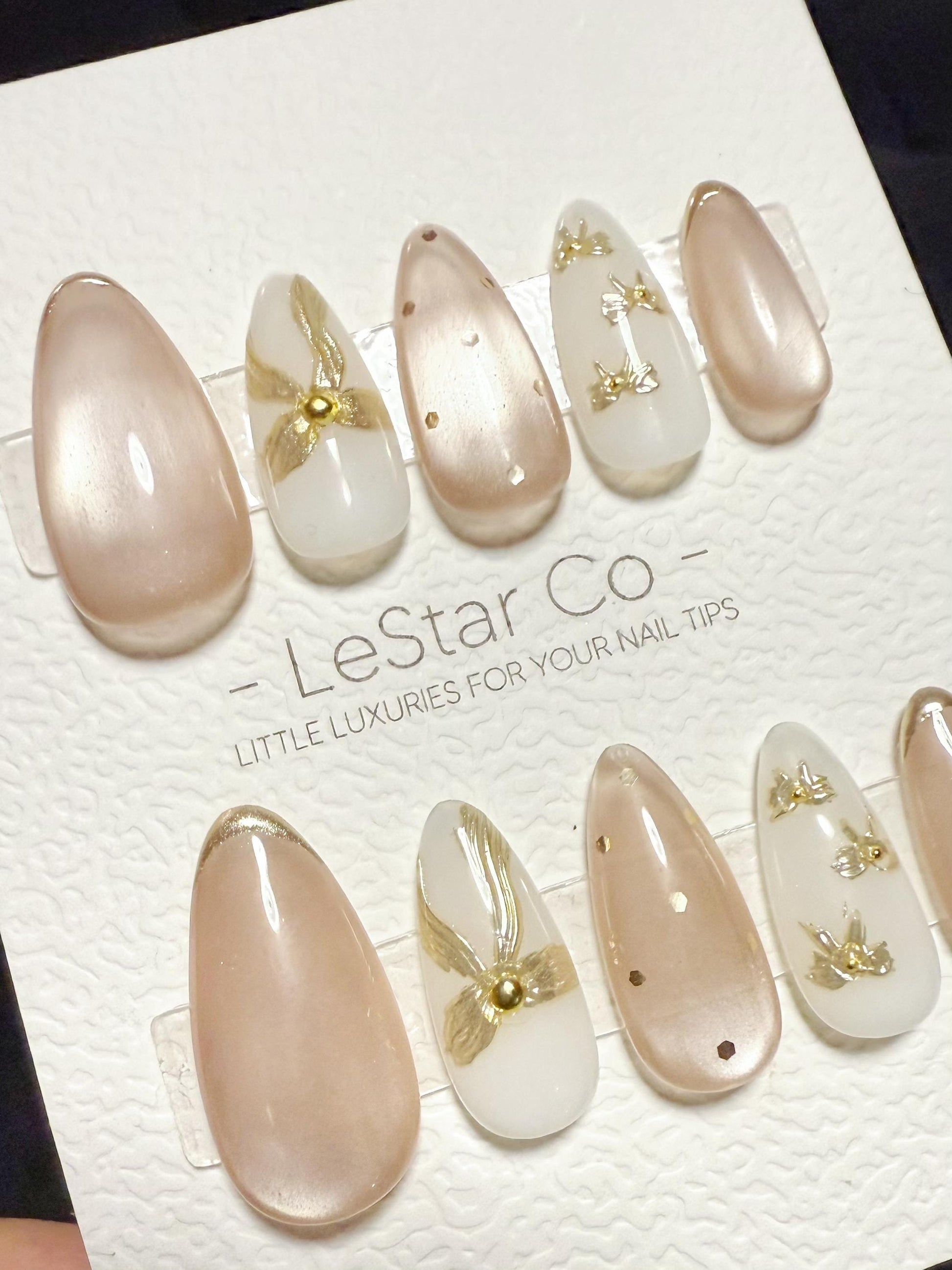 Reusable Creamy Knot Cat Eye | Handmade Press On Gel Nails | 4for3 Timed Offer