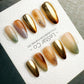 Reusable Sunlit Amber Chrome | Handmade Press On Gel Acrylic Nails | 4for3 Timed Offer