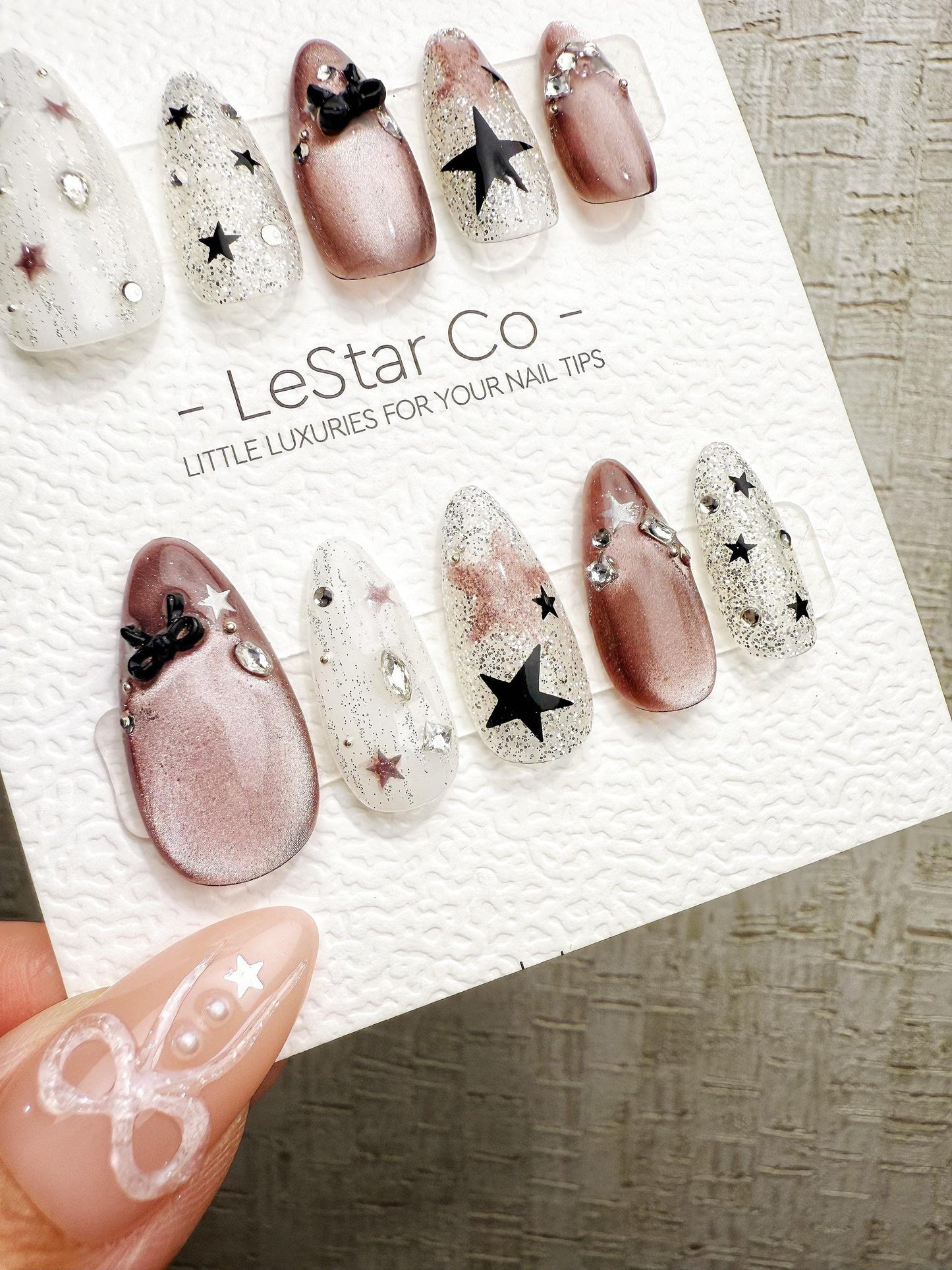 Reusable Dusty Rose Orbit Cat Eye | Handmade Press On Gel Acrylic Nails | 4for3 Timed Offer