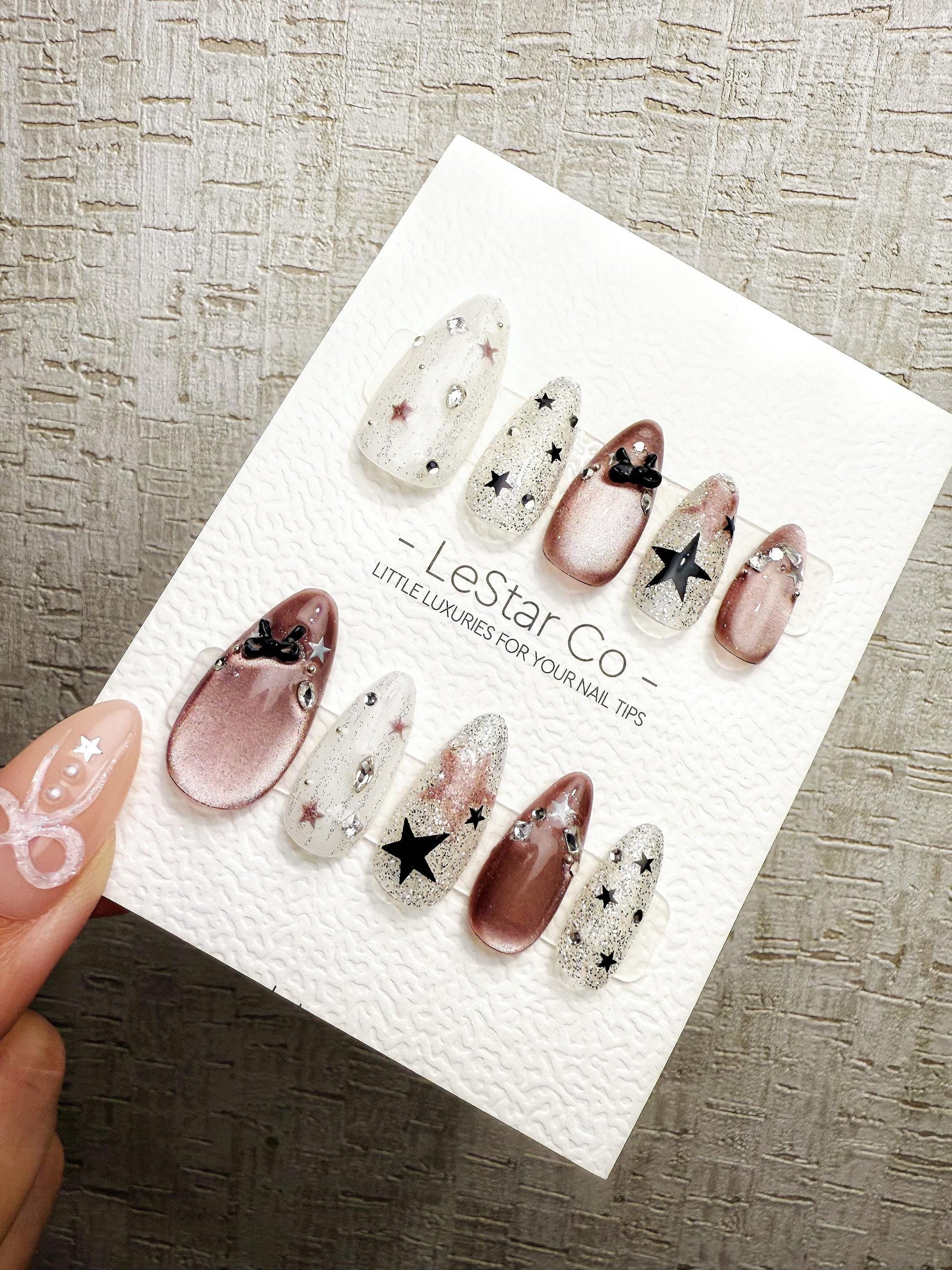 Reusable Dusty Rose Orbit Cat Eye | Handmade Press On Gel Acrylic Nails | 4for3 Timed Offer