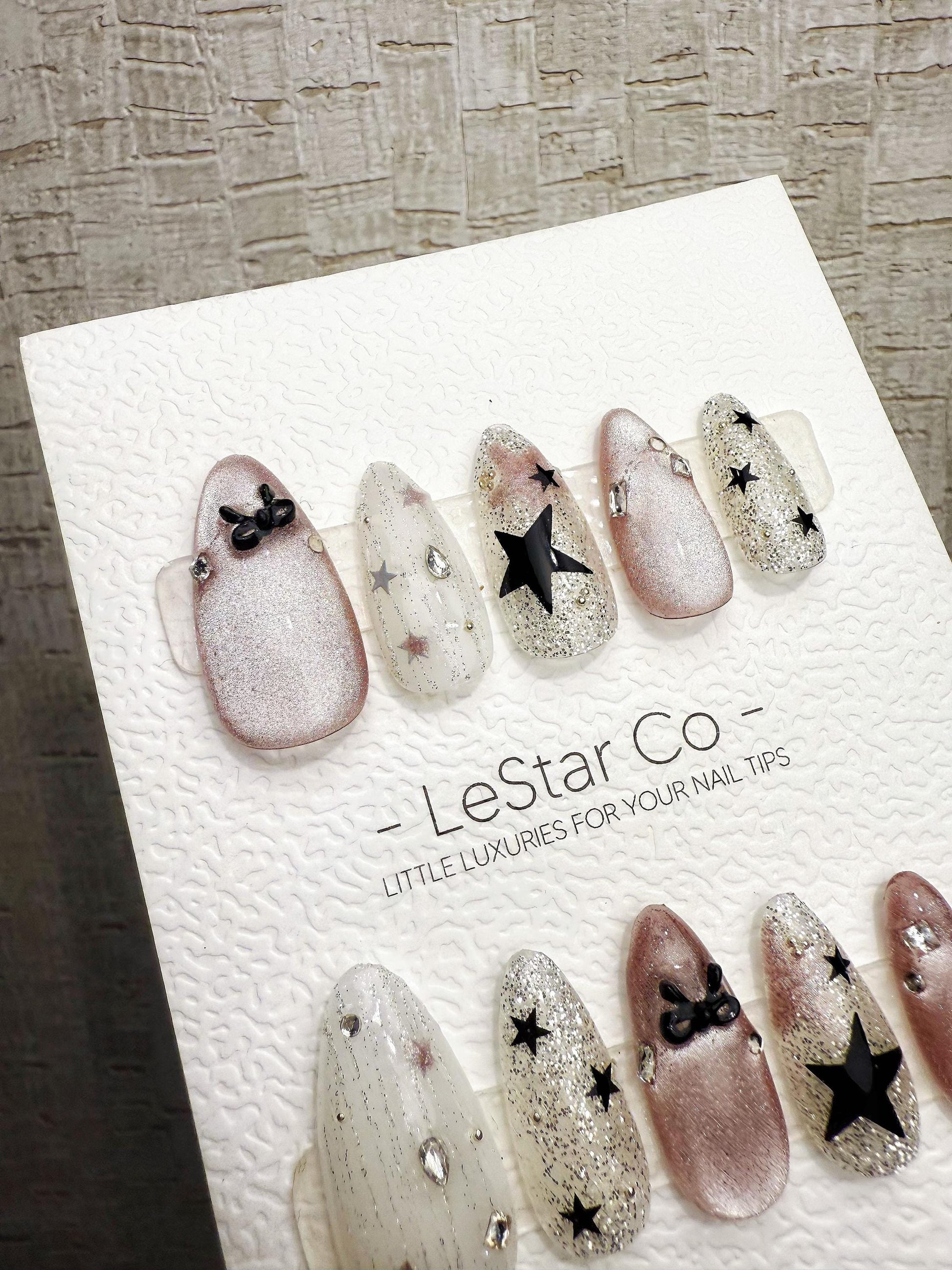 Reusable Pink Moon Glitter Cat Eye | Handmade Press On Gel Acrylic Nails | 4for3 Timed Offer